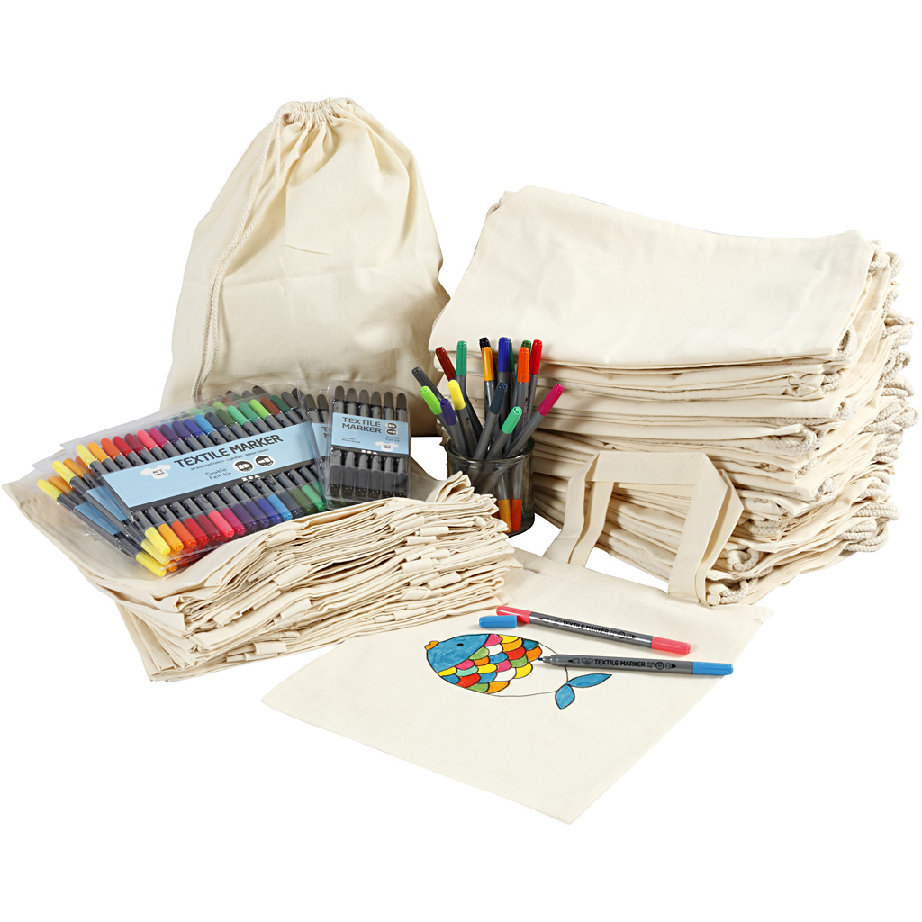 Materiellsett Creativ Company Tekstilnett med Tusj str 27,5x30 cm 1 sett