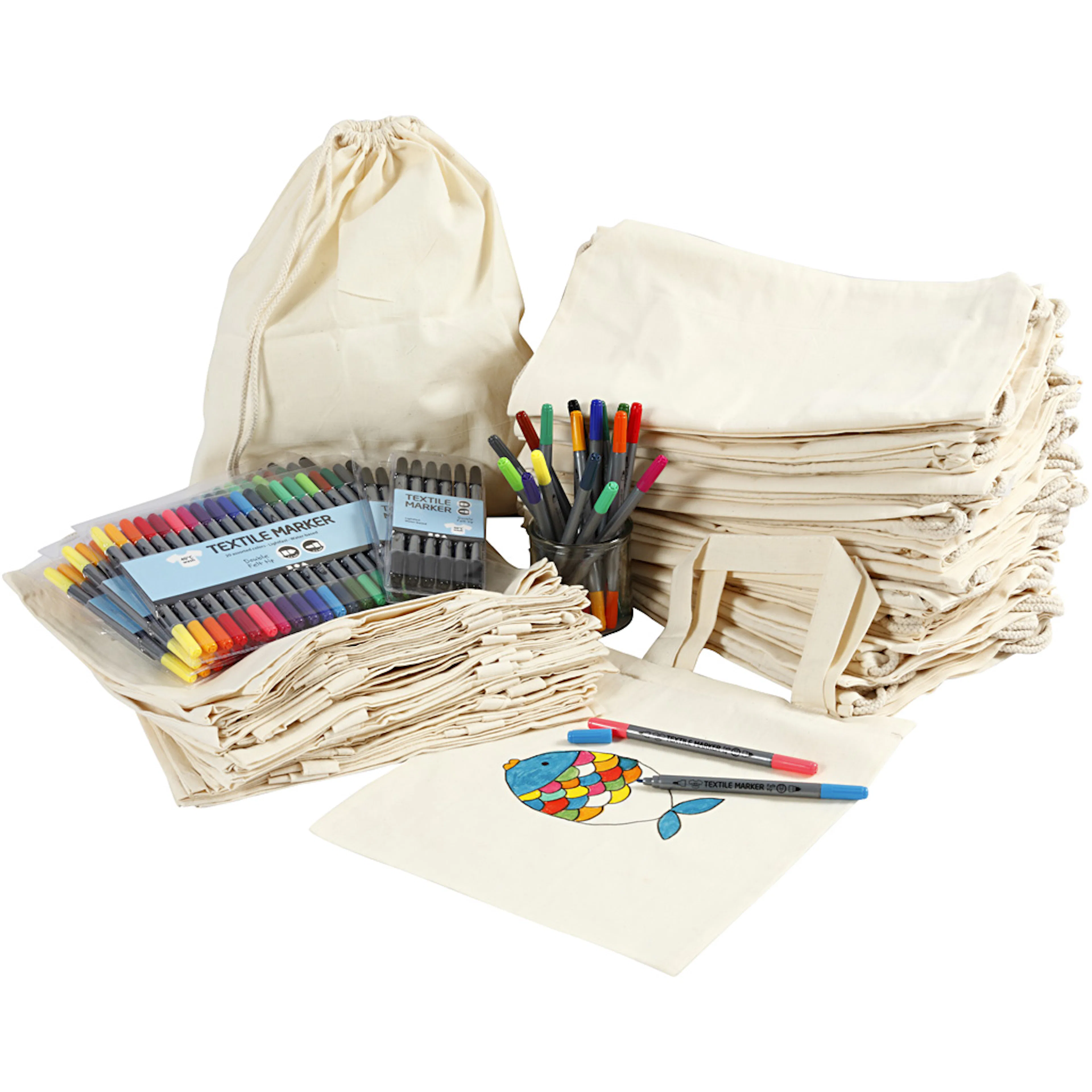 Materiellsett Creativ Company Tekstilnett med Tusj str 27,5x30 cm 1 sett