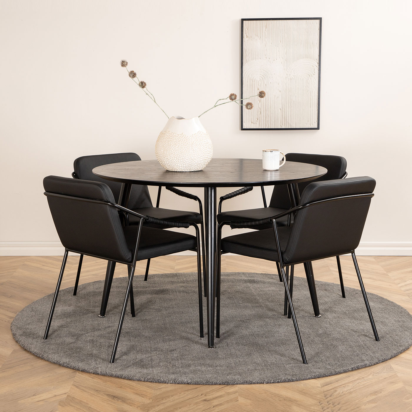 Spisegruppe Venture Home Dipp Ø115 cm med 4 Tvist Stoler