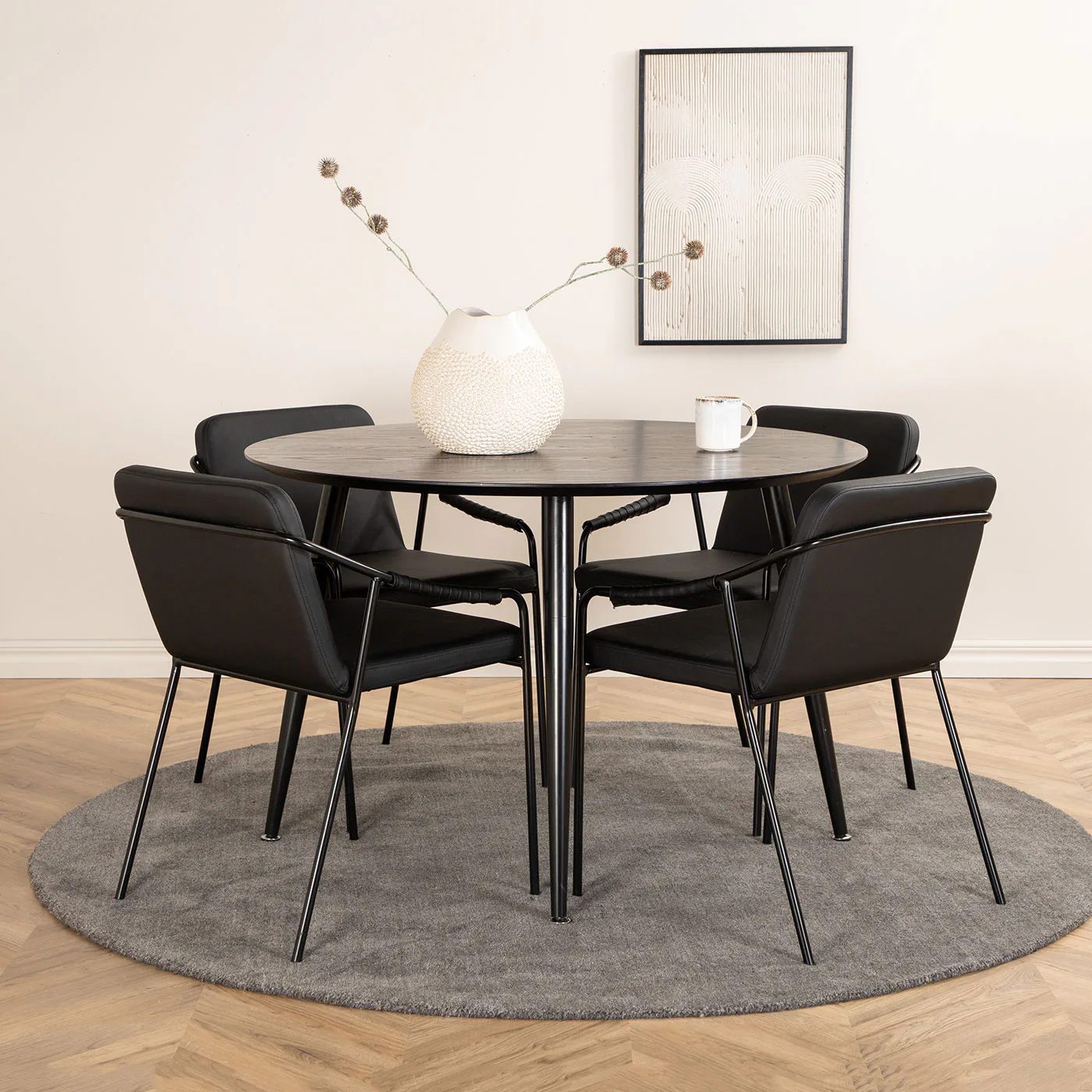 Spisegruppe Venture Home Dipp Ø115 cm med 4 Tvist Stoler