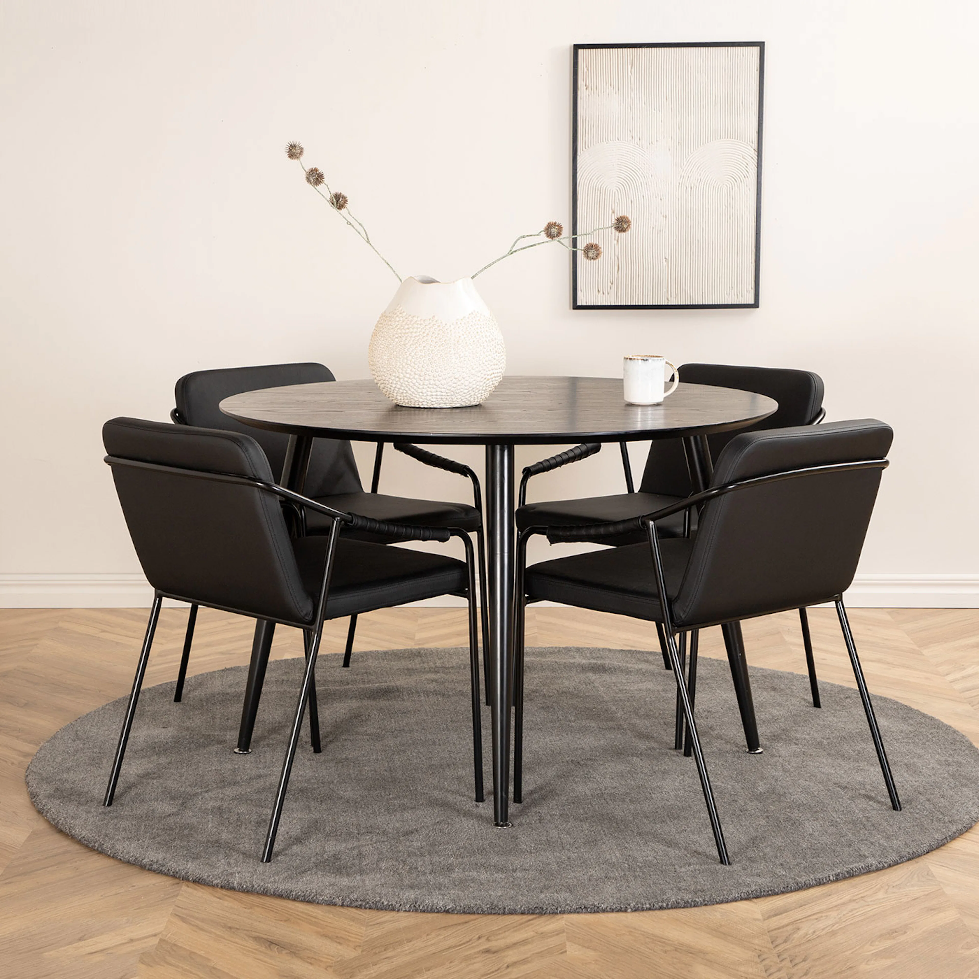 Spisegruppe Venture Home Dipp Ø115 cm med 4 Tvist Stoler