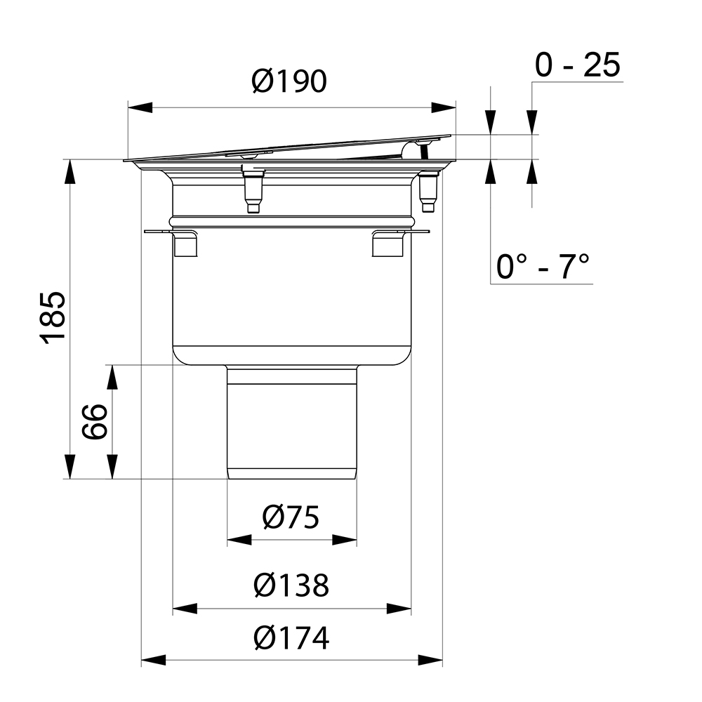Golvbrunn Purus Tor 75 P Bottenutlopp