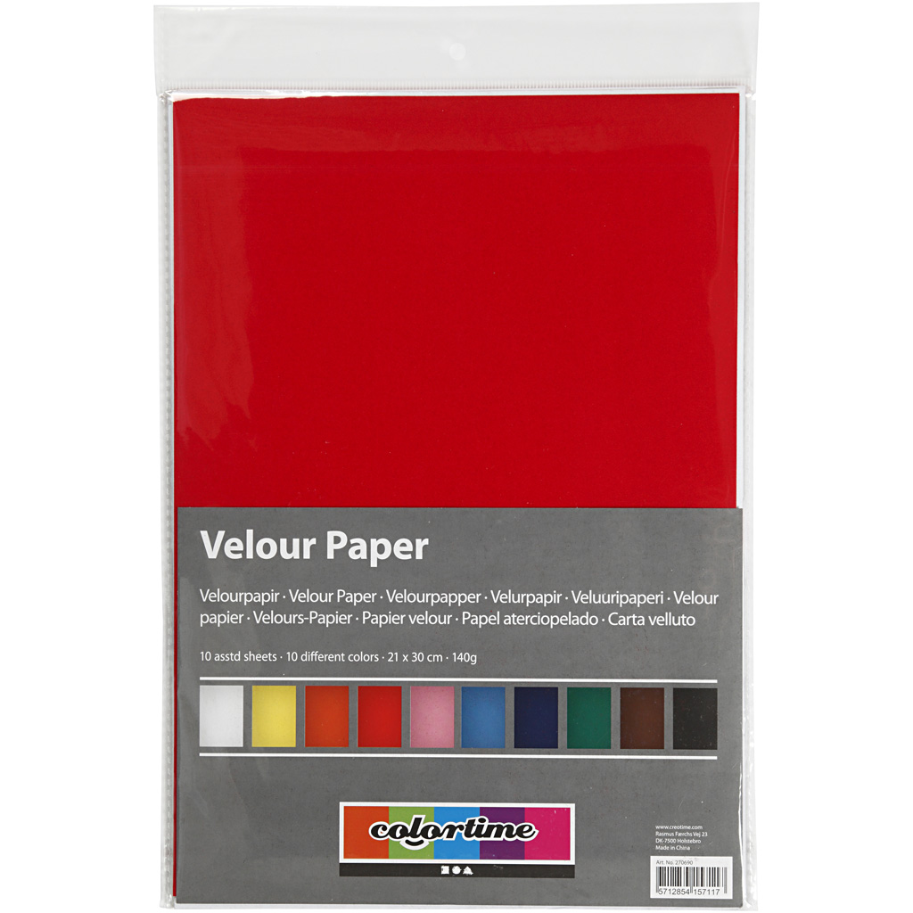 Velourpapir Creativ Company Ass Farger A4 210X297 mm 140 g 10 Ark/1 Pk