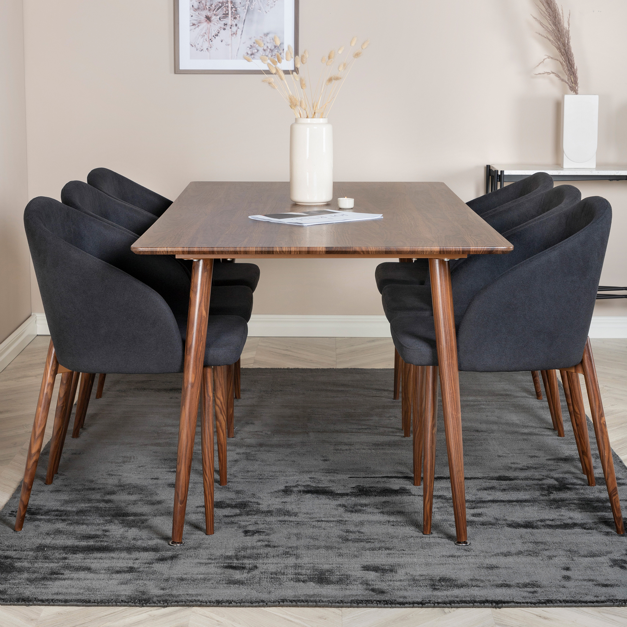 Spisegruppe Venture Home Pobbie med 6 Archie Stoler Polyester