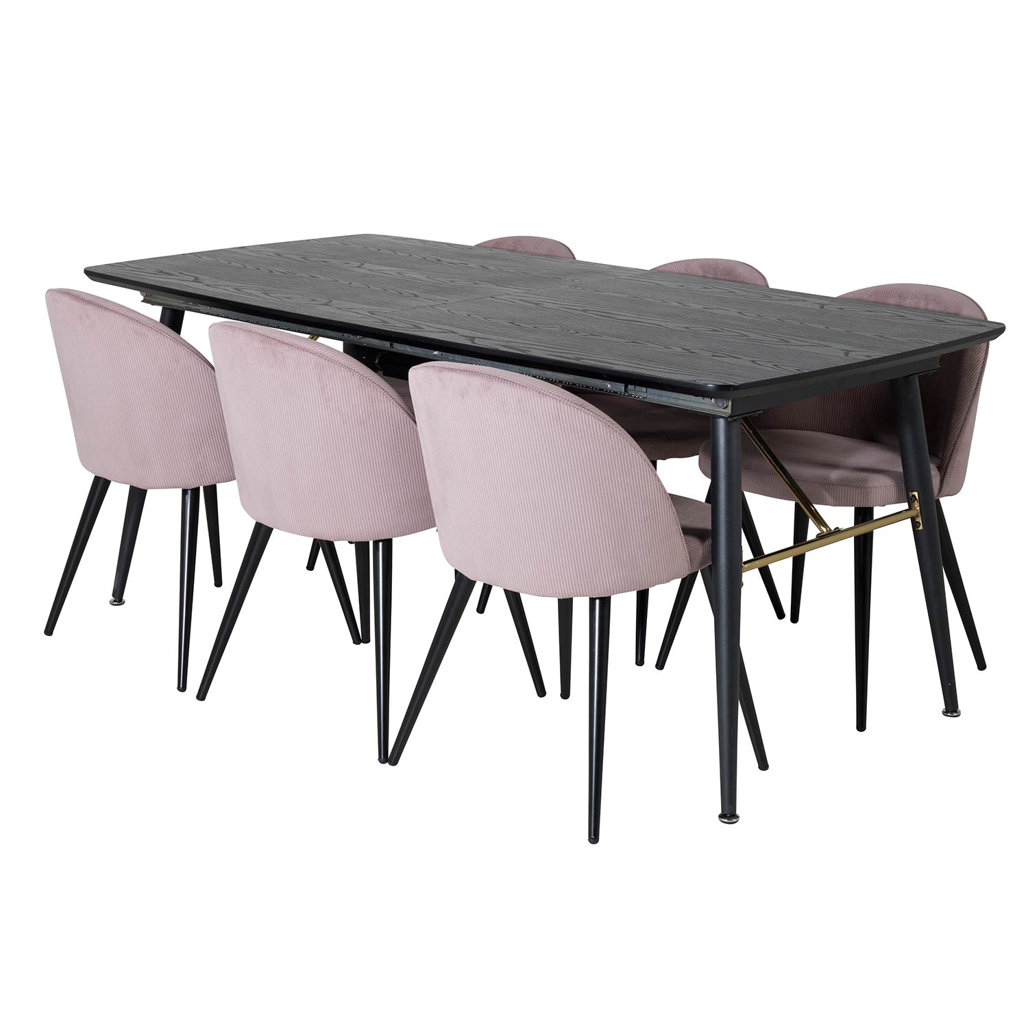 Spisegruppe Venture Home Gold med 6 Velvet Stoler