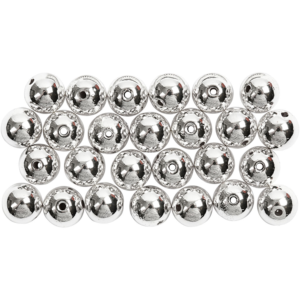 Vaxpärlor, silver, Dia. 8 mm, Hålstl. 1 mm, 50 st./ 1 förp. Sølv