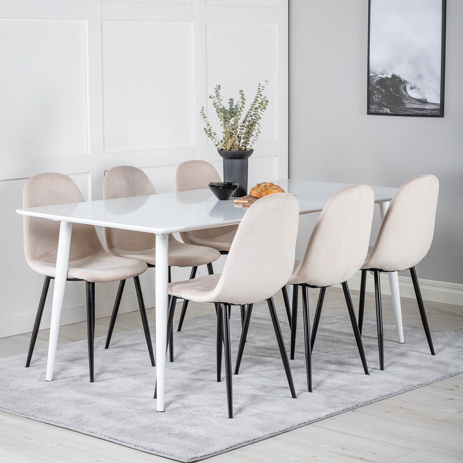 Spisegruppe Venture Home Pobbie med 6 Stoler Fløyel