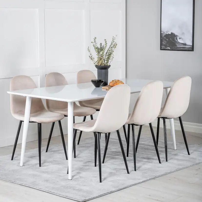 Spisegruppe Venture Home Pobbie med 6 Stoler Fløyel