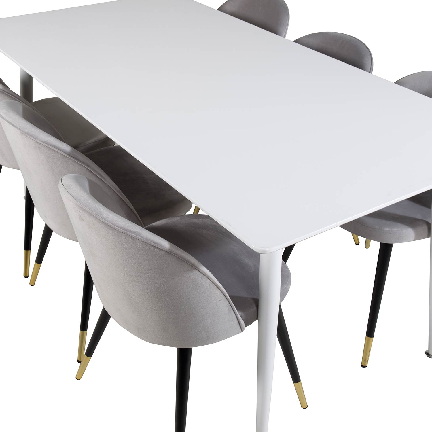 Spisegruppe Venture Home Pobbie med 6 Valentina Stoler Fløyel