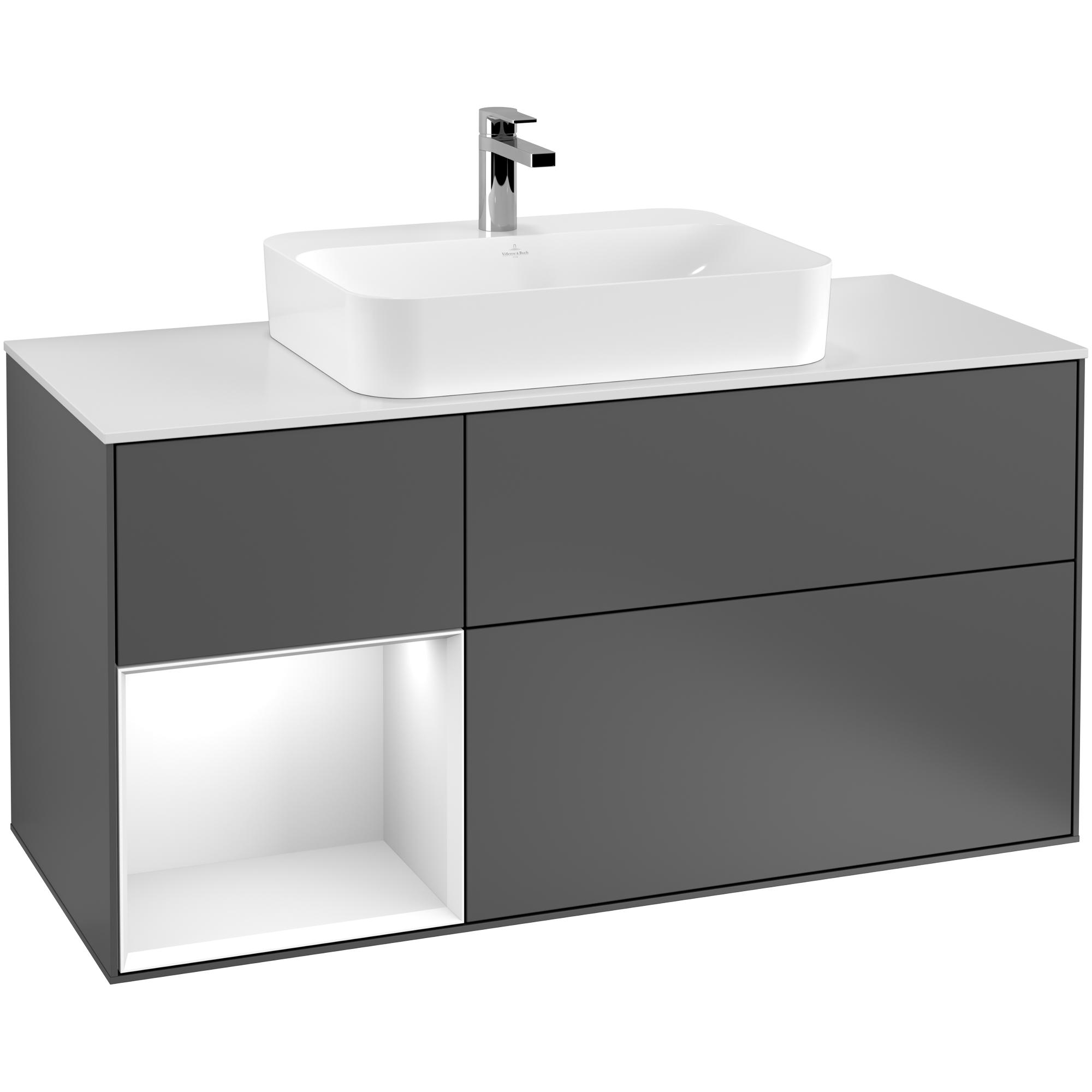 Tvättställsskåp Villeroy & Boch Finion med 3 Lådor Hylla och Bänkskiva för Ytmonterat Tvättställ
