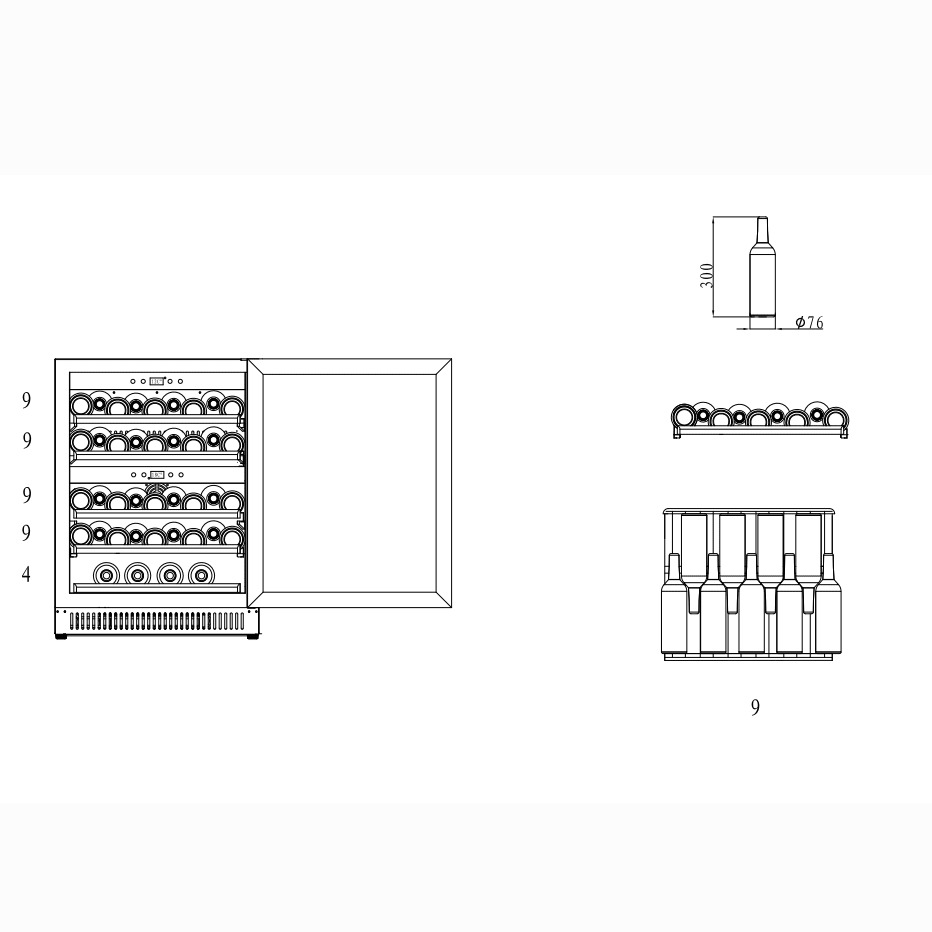 Vinområdet Cavin Scandinavian Collection SW-40B Kapasitet for 40 Flasker