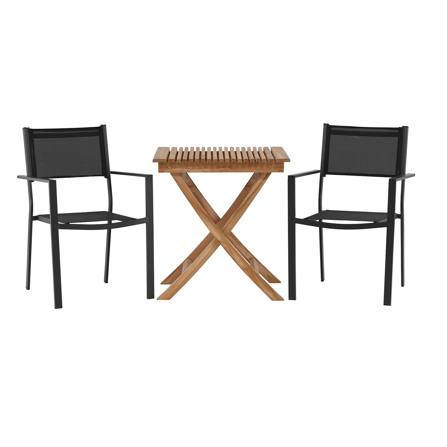 Cafégruppe Venture Home Ghana Teak 70x70 cm med 2 Copacabana Stablestoler