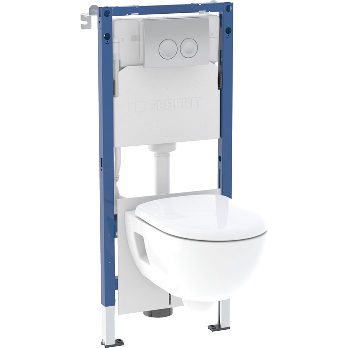 Toalettpaket Geberit Renova Rimfree med Delta WC-Fixtur och Spolplatta