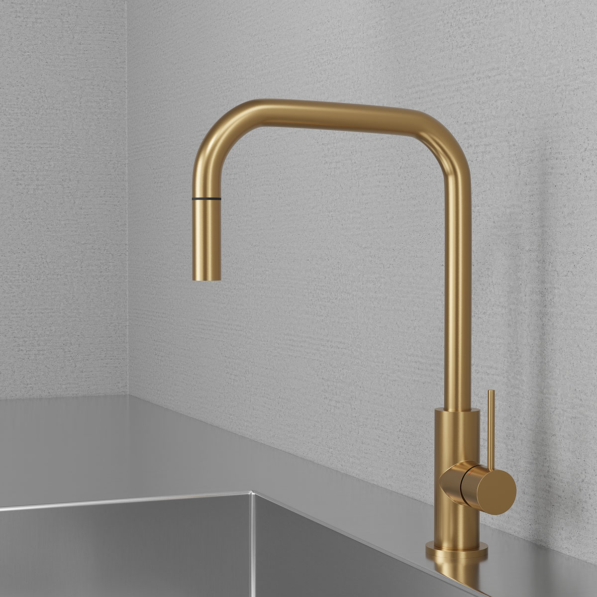 Kjøkkenbatteri Scandtap Steel Accent Square med Uttrekkbar Tut