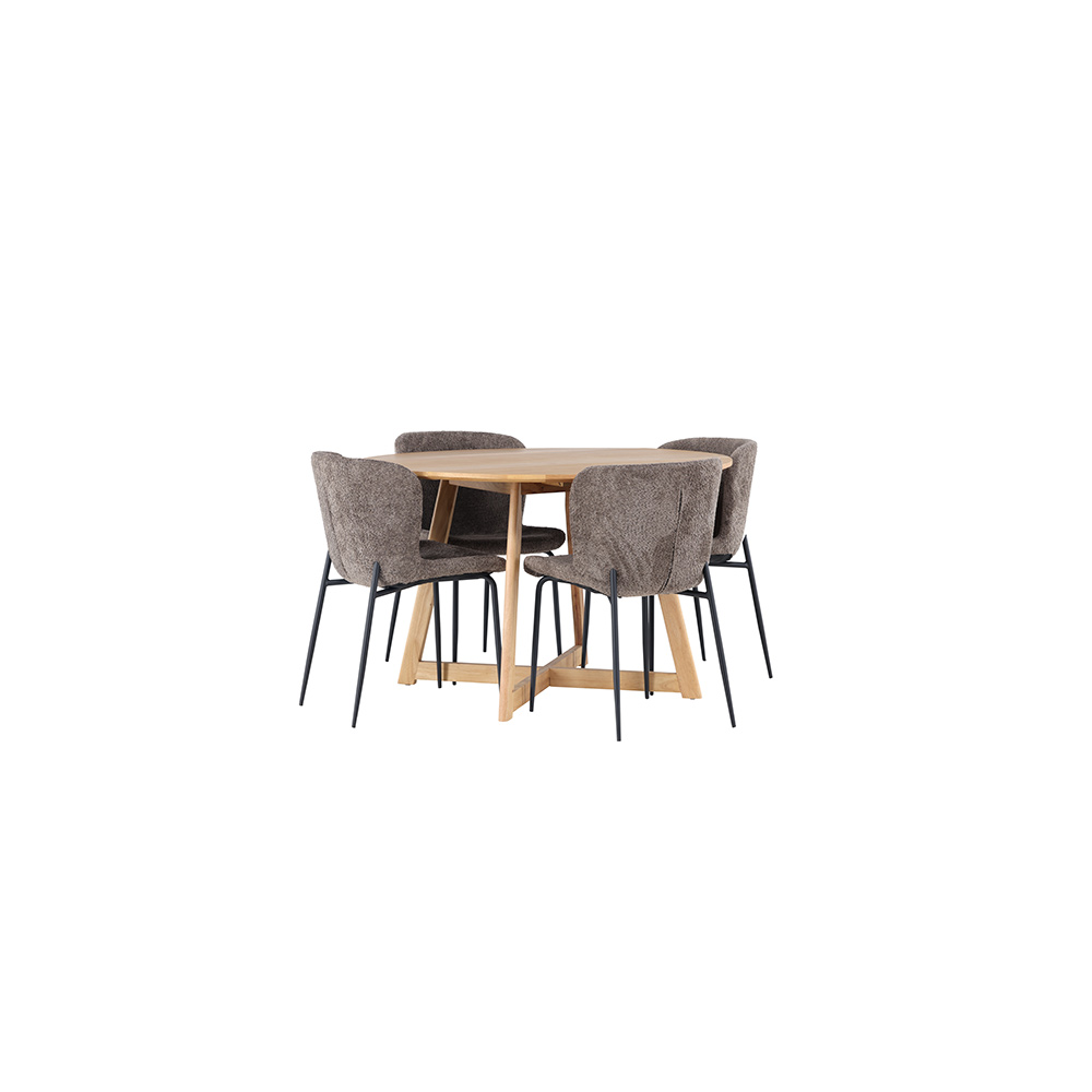 Spisegruppe Venture Home Yakidon Ø120 cm med 4 stk Modesto Stoler