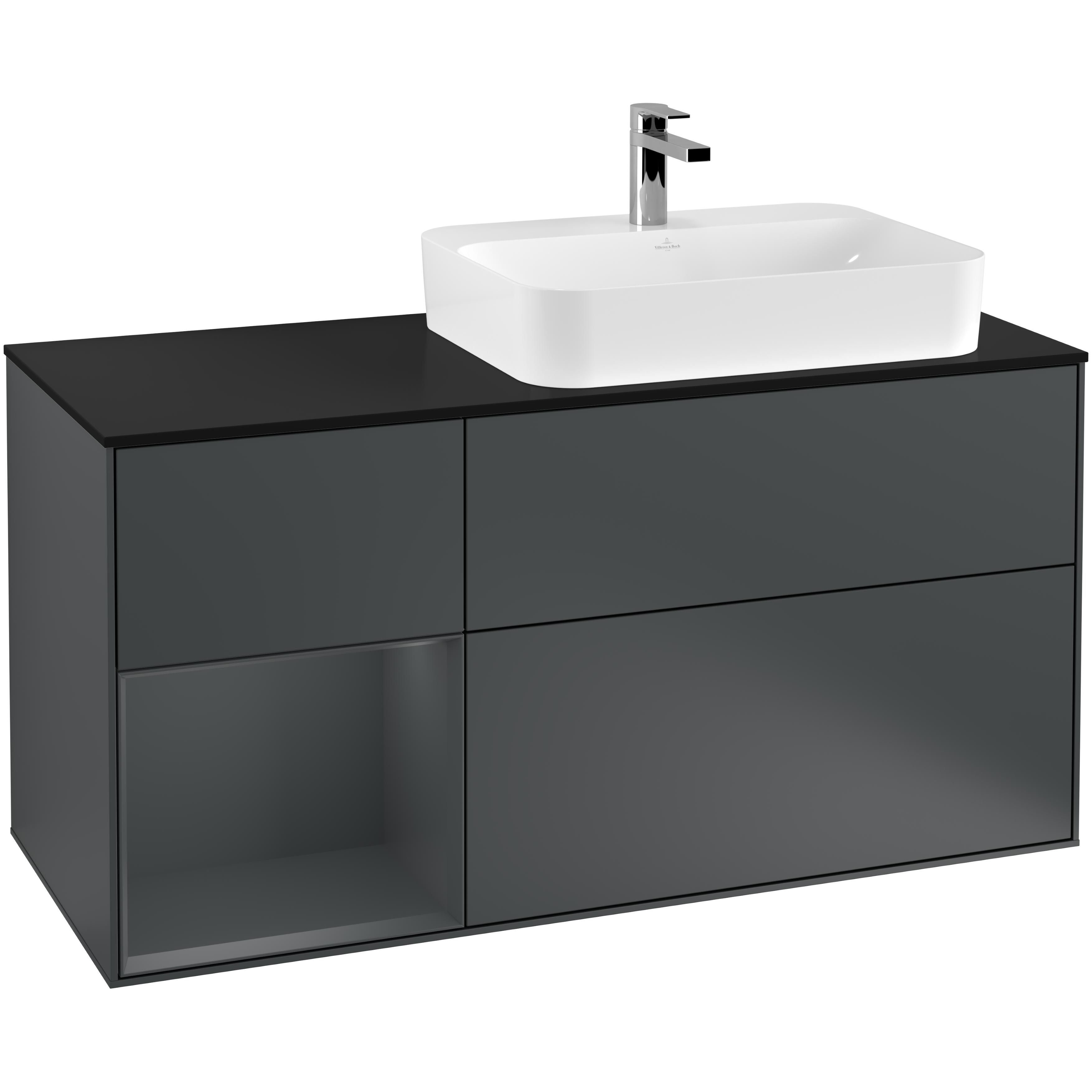 Tvättställsskåp Villeroy & Boch Finion med 3 Lådor Hylla och Bänkskiva för Ocentrerat Ytmonterat Tvättställ