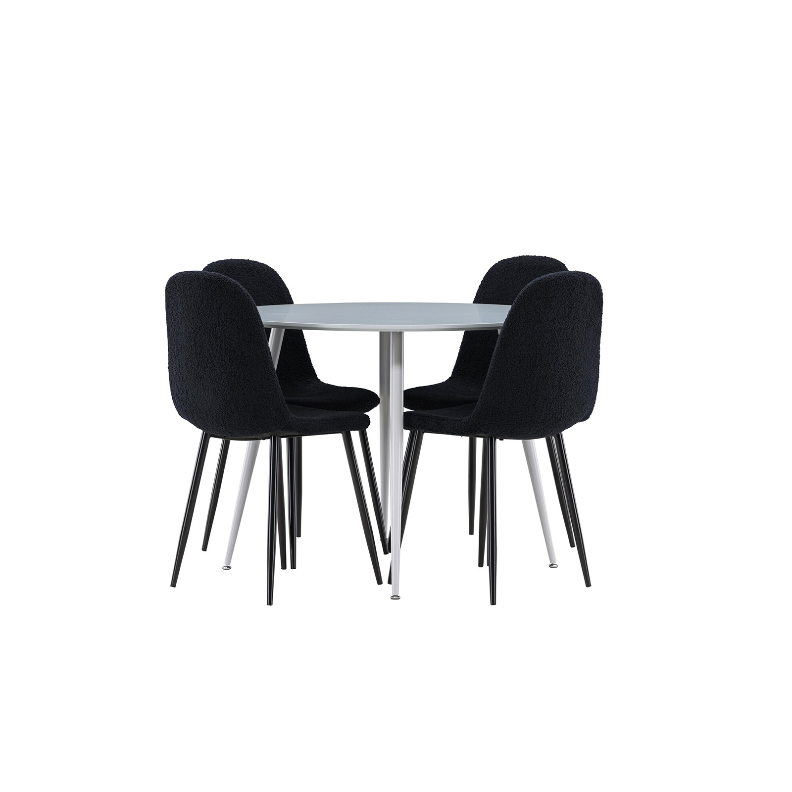 Spisegruppe Venture Home Plaza Ø100 med 4 stk Polar Stoler Teddy