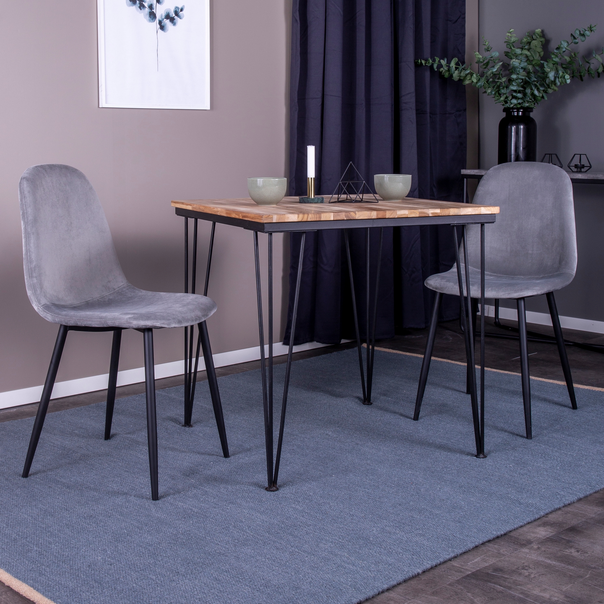 Spisegruppe Venture Home Bim med 2 Pobbie Stoler Fløyel