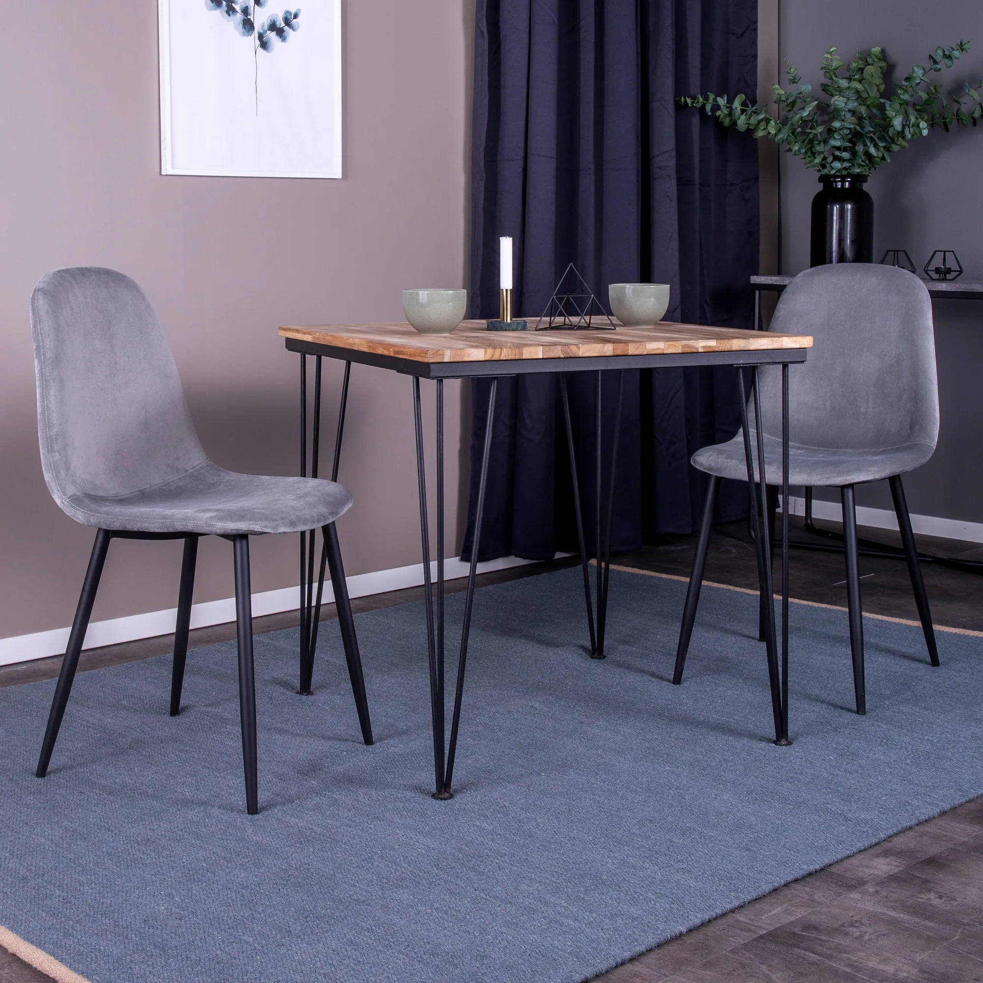Spisegruppe Venture Home Bim med 2 Pobbie Stoler Fløyel