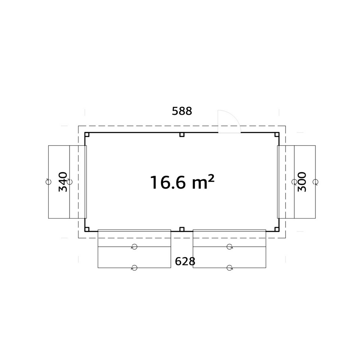 Lenna kiosk 16,6 m2 Set 312 Ubehandlet Tre