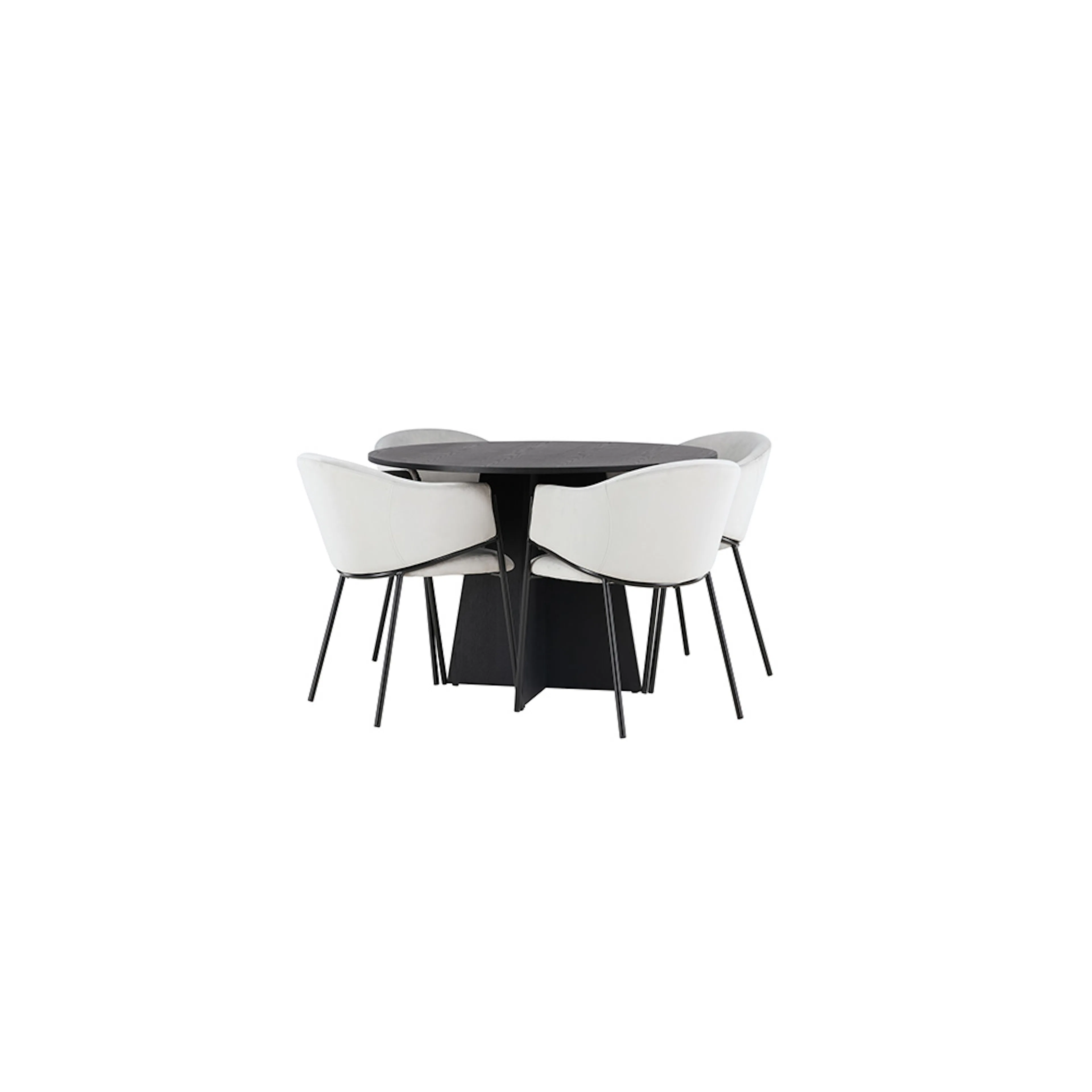 Spisegruppe Venture Home Bootcut Ø110 cm med 4 stk Evelina Stoler