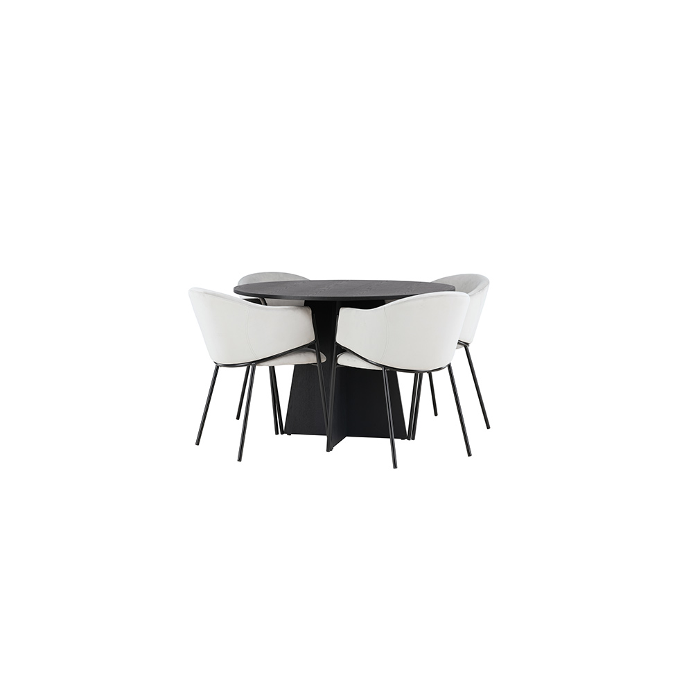 Spisegruppe Venture Home Bootcut Ø110 cm med 4 stk Evelina Stoler