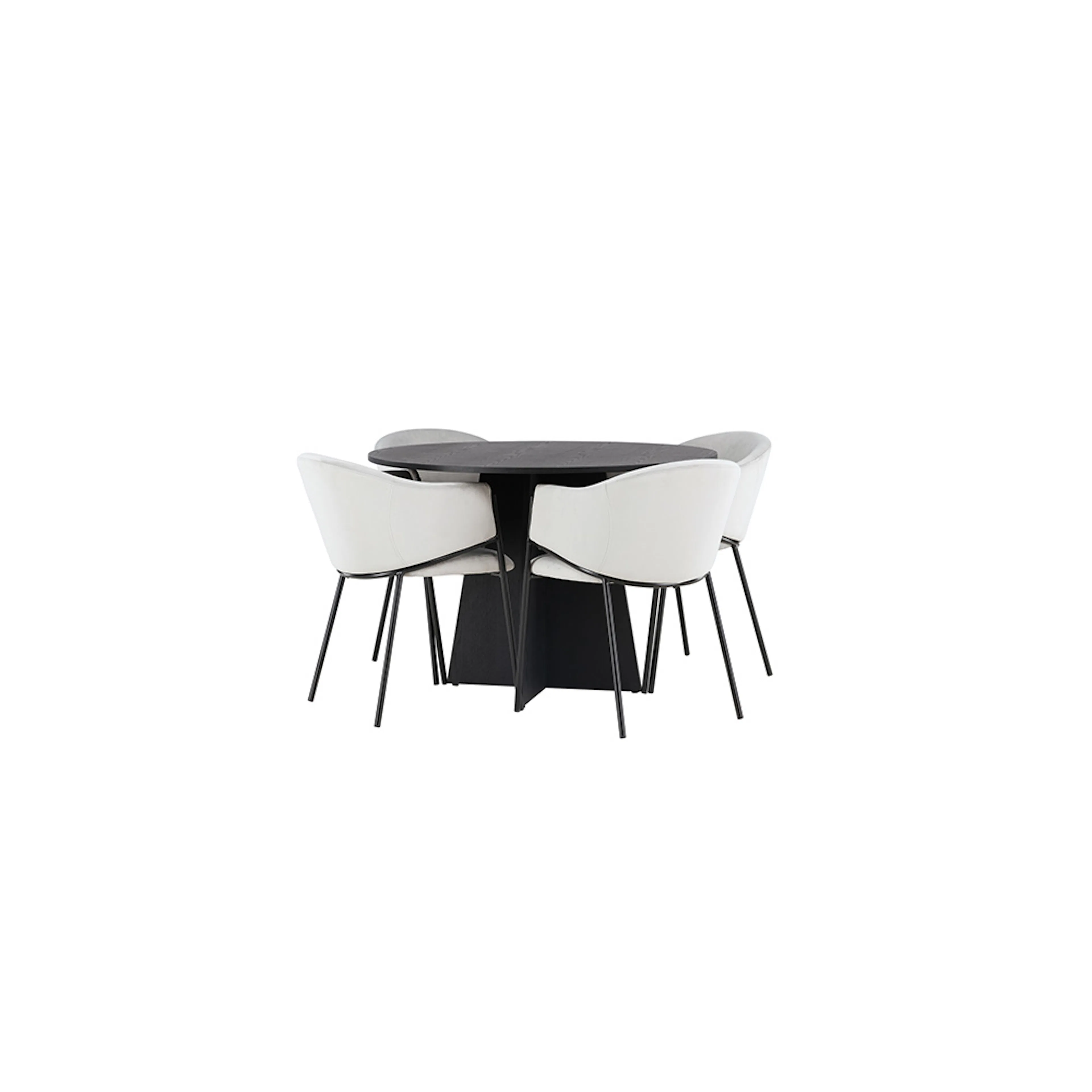 Spisegruppe Venture Home Bootcut Ø110 cm med 4 stk Evelina Stoler