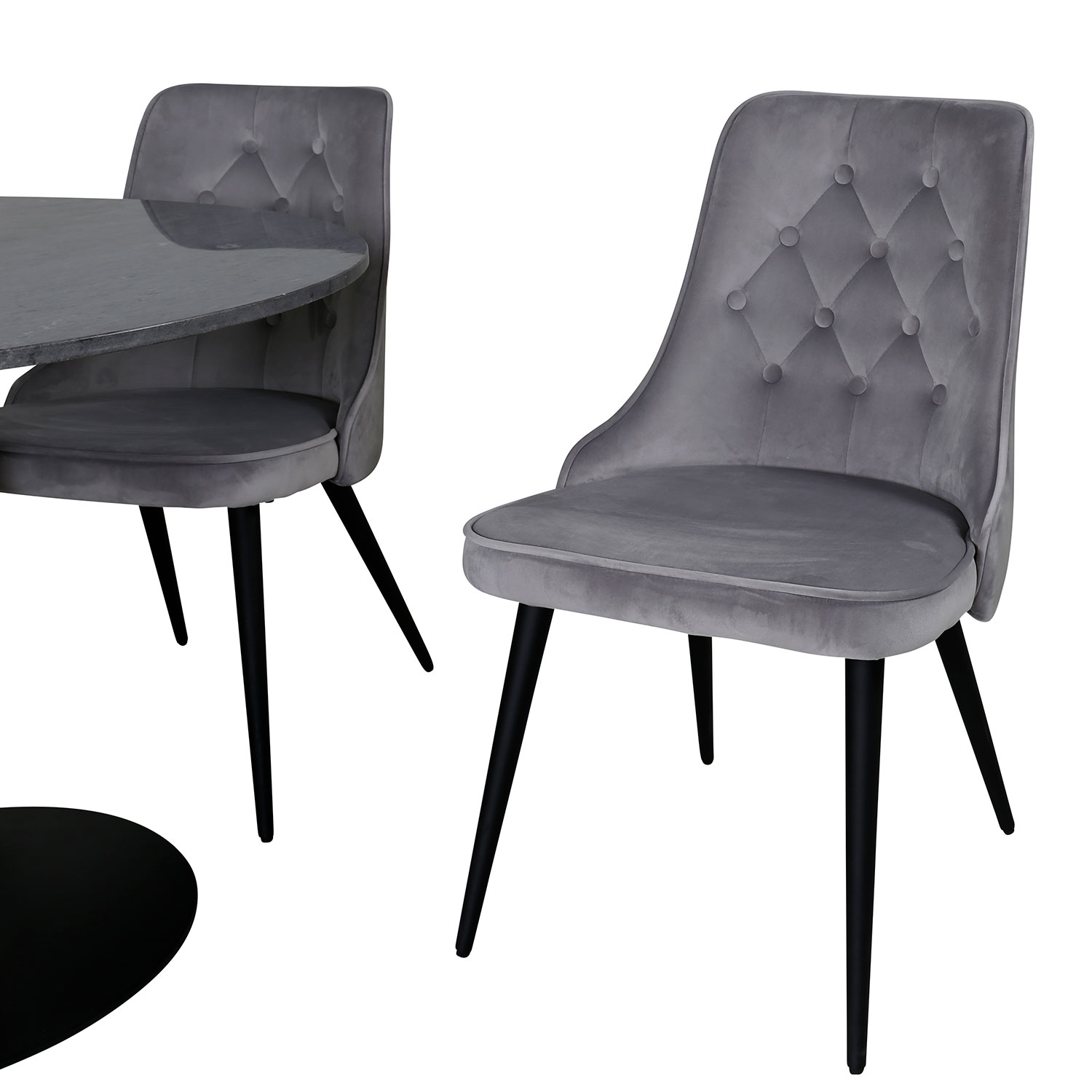 Spisegruppe Venture Home Estelle Ø106 med 4 Velvet Deluxe Stoler