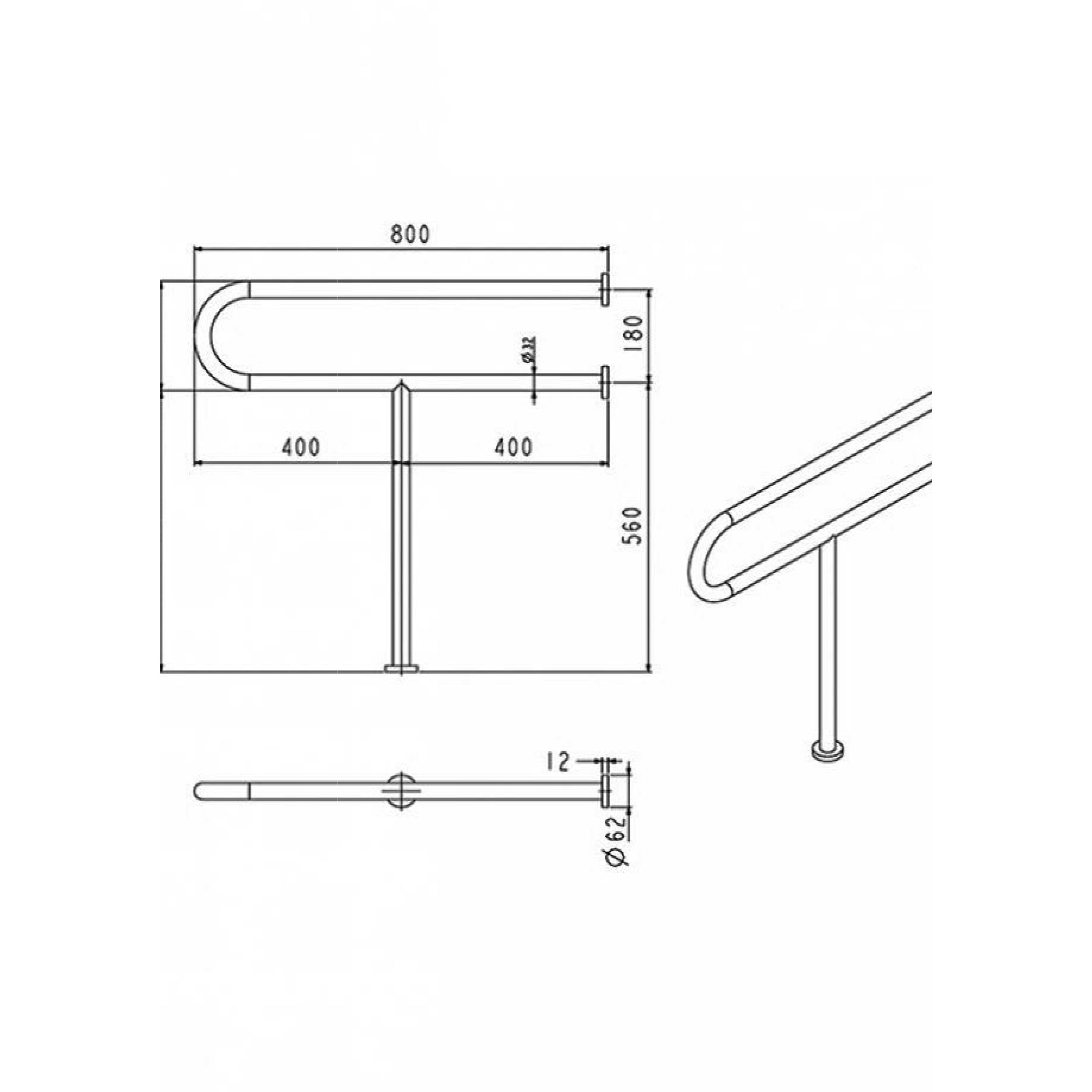 Toalettarmstøtte Strand Stainless Grabba TS795B