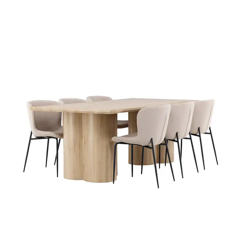 Spisegruppe Venture Home Olivia 210 med 6 stk Modesto Stoler
