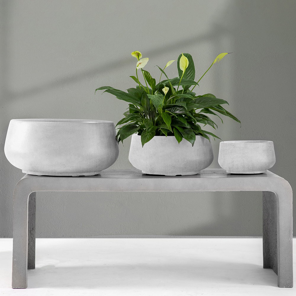 Krukke Lyfco Rund Lav Lysgrå 3-pk