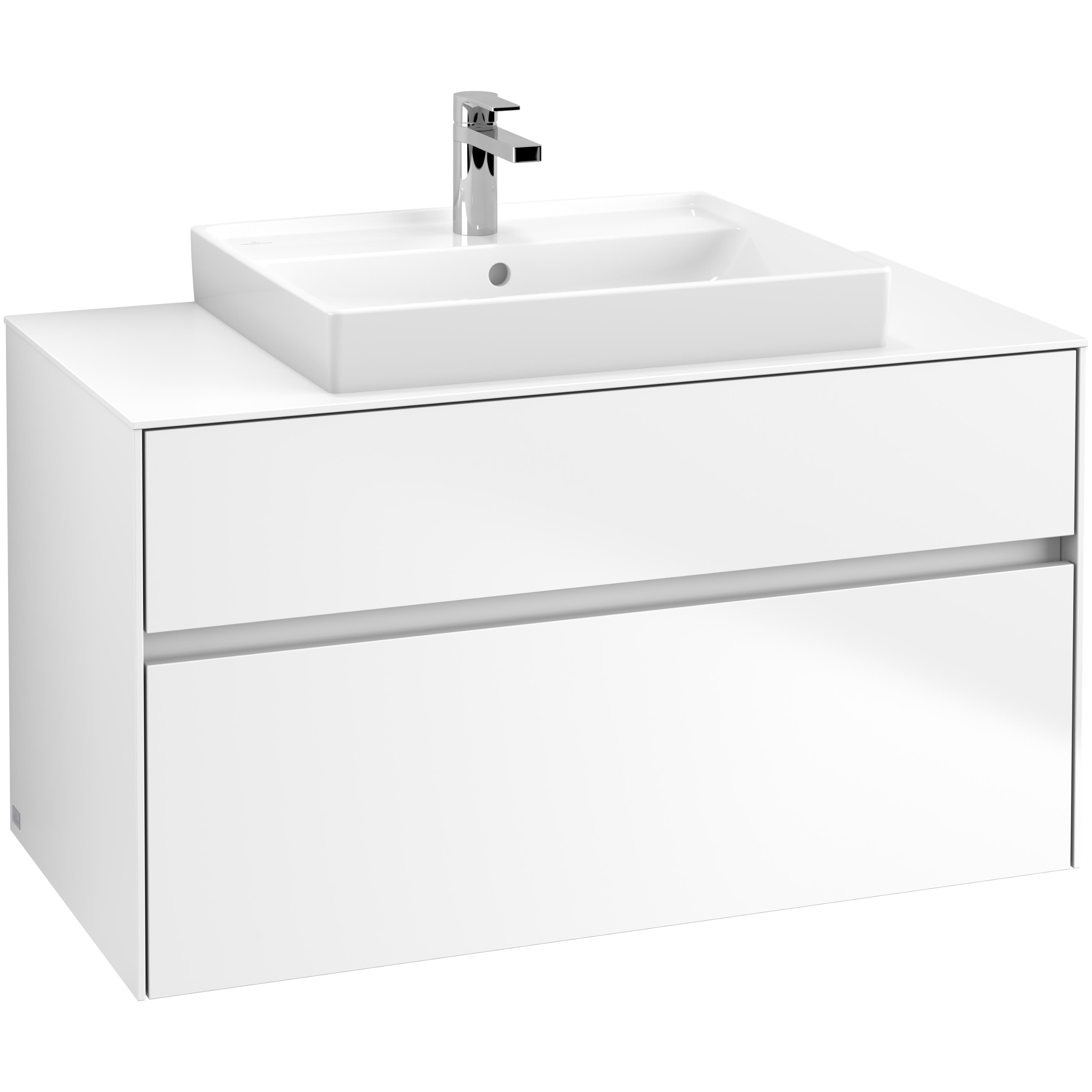 Tvättställsskåp Villeroy & Boch Collaro 100 cm med 2 Lådor för Ovanpåliggande Tvättställ | badrum - badrumsmobler - tvattstallsskap-och-kommod | KakelKungen