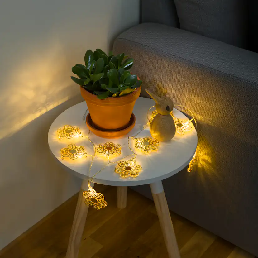 Slinga koppar blommor 10 LED Kobber