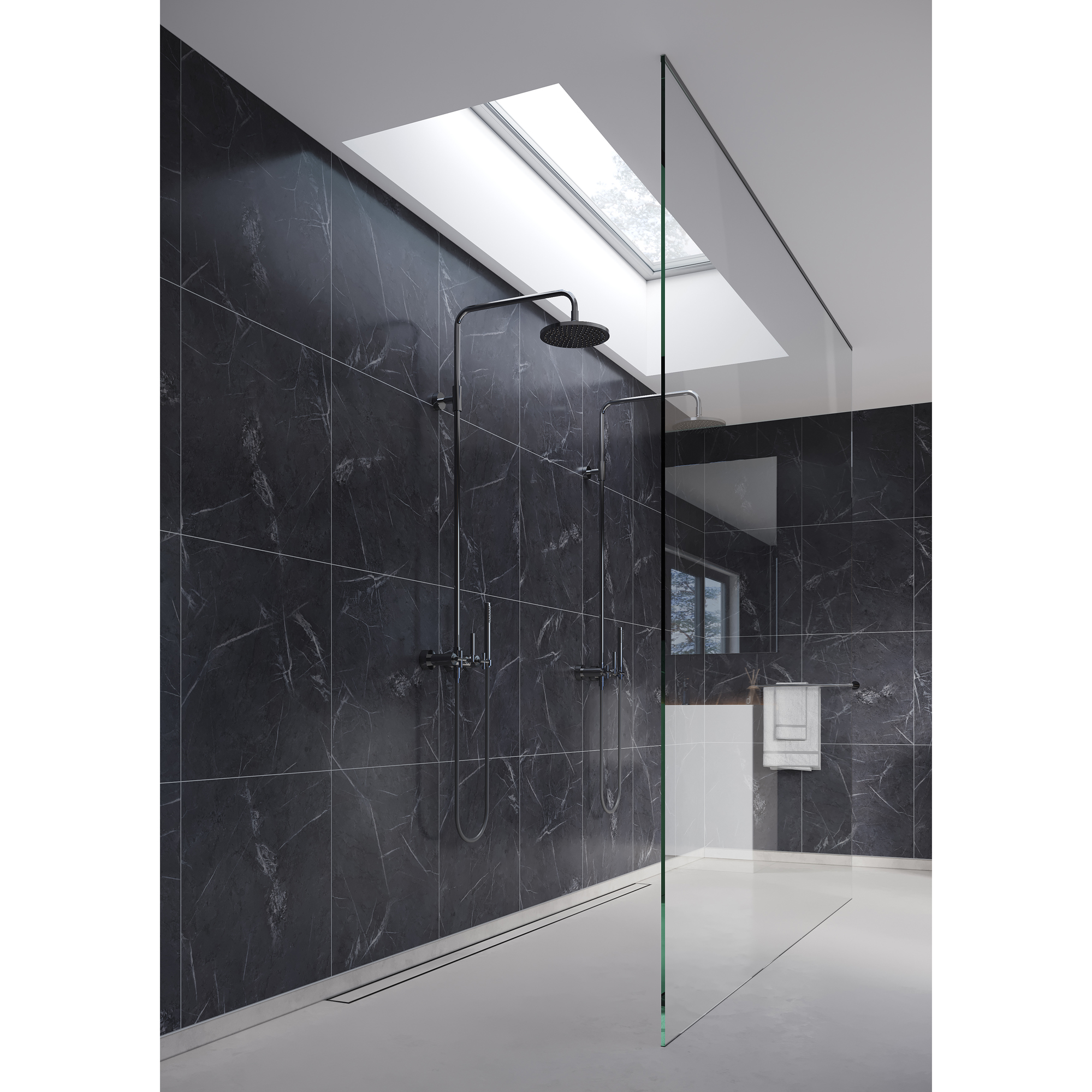 Baderomspanel Fibo 2272-TM6060 Black Marble