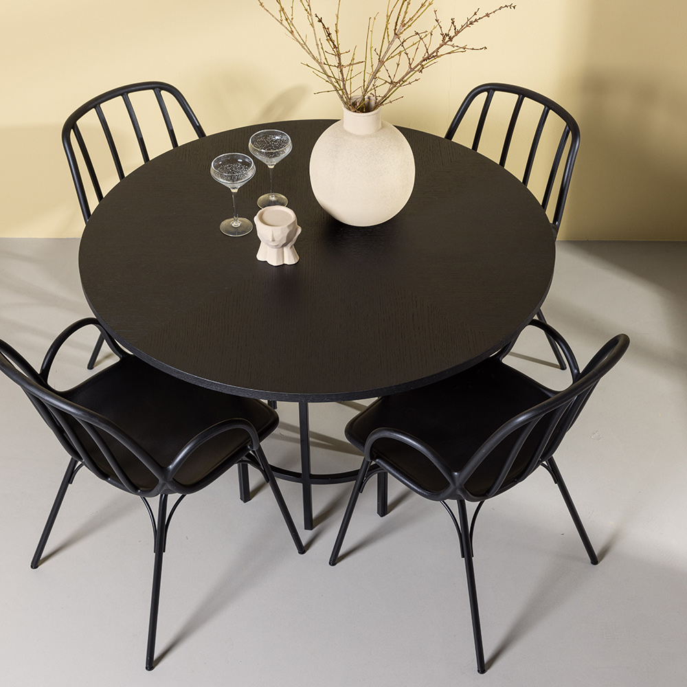 Spisegruppe Venture Home Copenhagen Ø 115 cm med 4 Dyrön Stoler