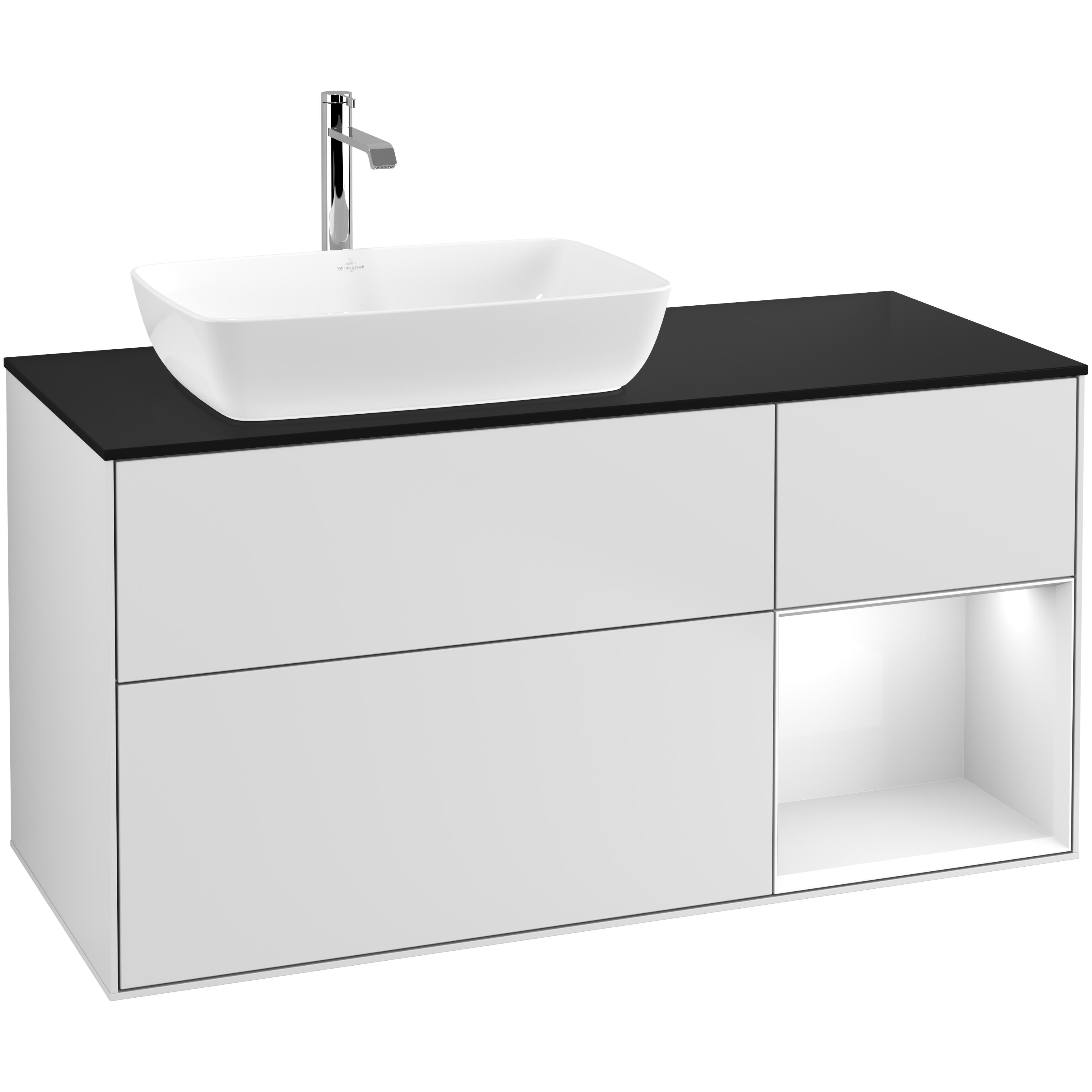 Tvättställsskåp Villeroy & Boch Finion med 3 Lådor Hylla och Bänkskiva för Ocentrerat Tvättställ från Artis & Collaro