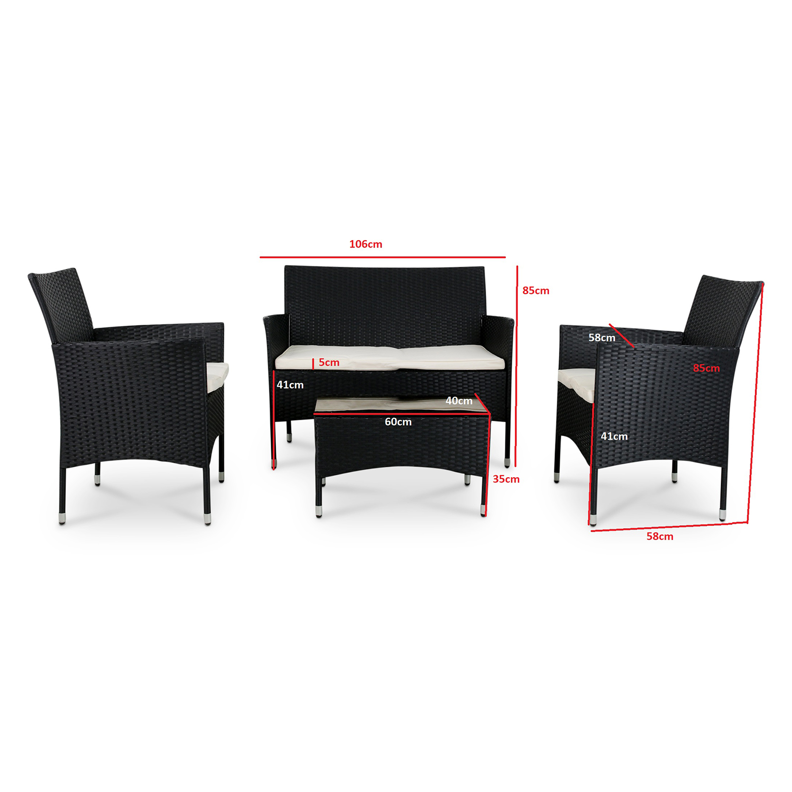 Loungesett Lyfco Fjällbacka for Balkong Sort