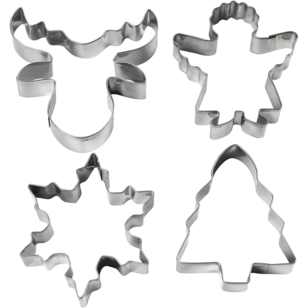 Utstikkerformer Creativ Company Juletre Engel Reinsdyr Snøkrystall 8 cm 4 stk/1 Pk