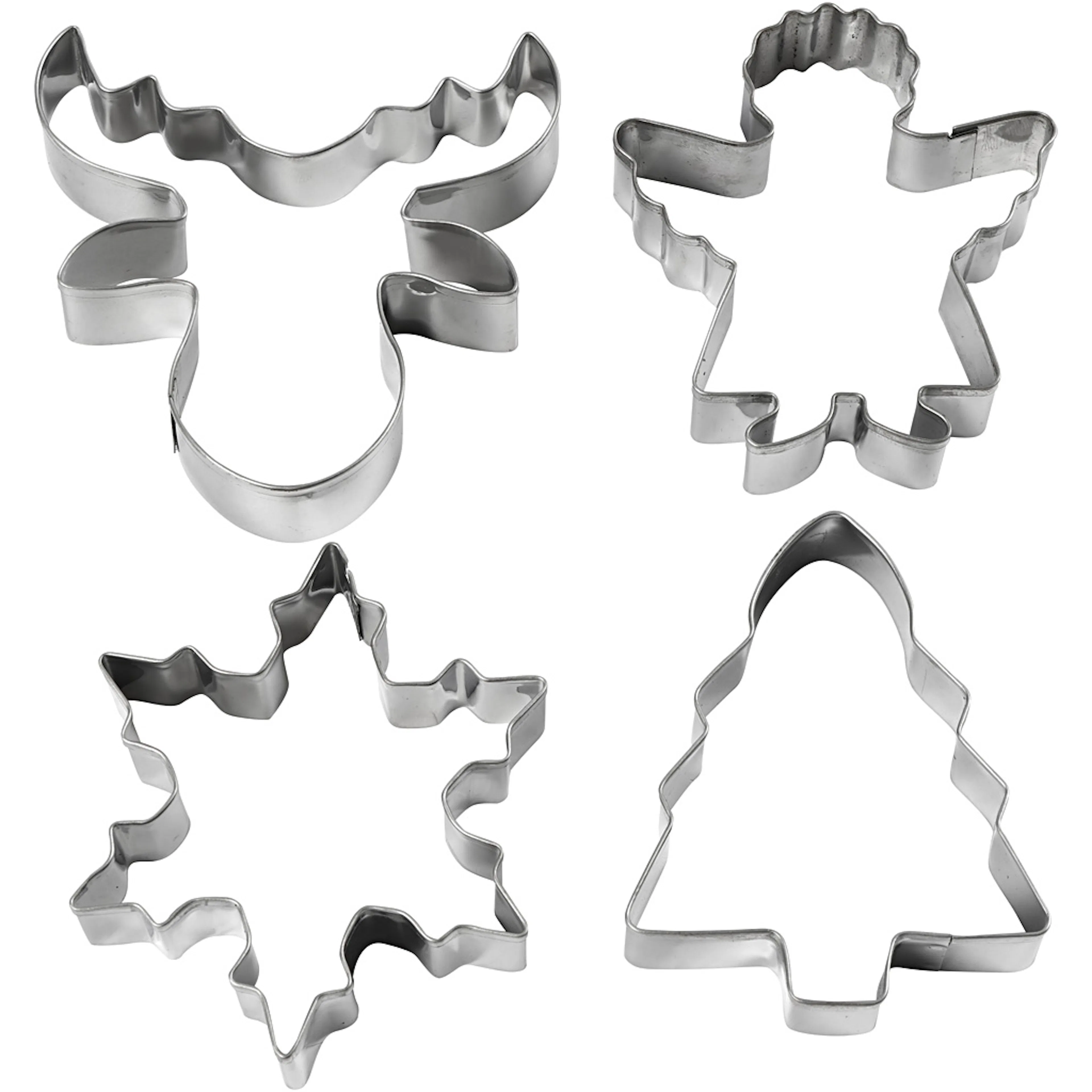 Utstikkerformer Creativ Company Juletre Engel Reinsdyr Snøkrystall 8 cm 4 stk/1 Pk