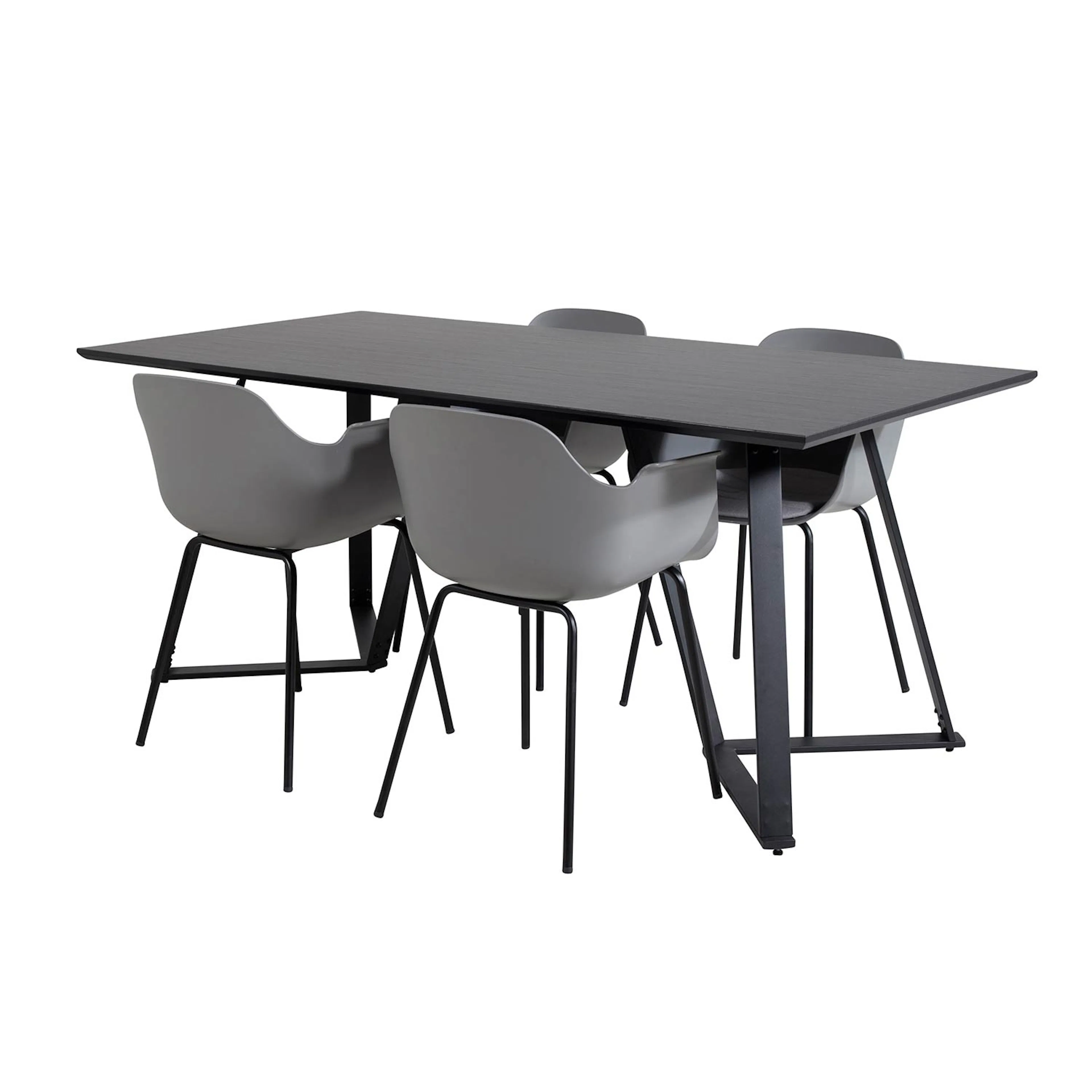 Marina Table - Black top/Comfort Plastic Chair -gråPlastic_4 Sort/Grå