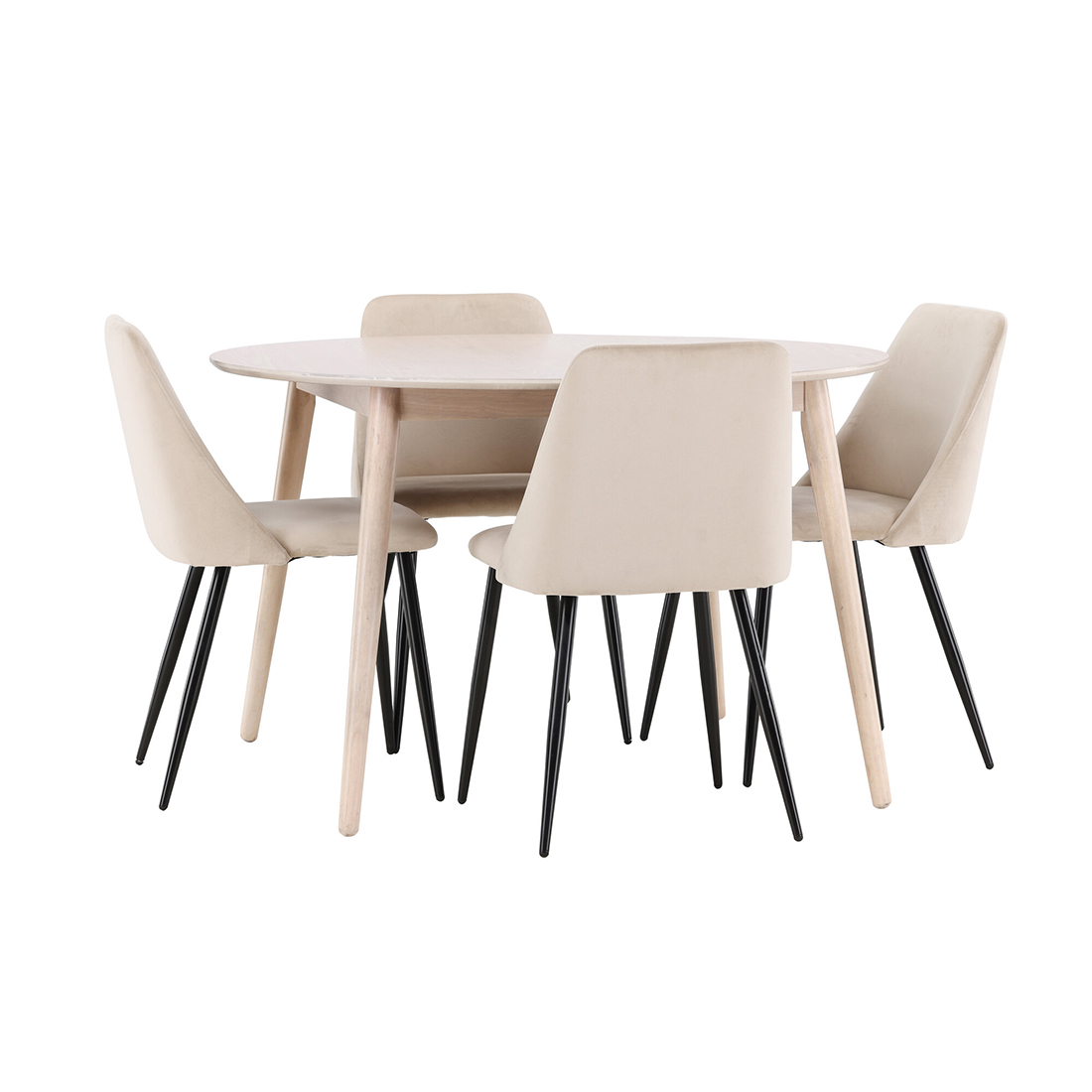Spisegruppe Venture Home Flora Ø120 cm med 4st Night Spisestoler