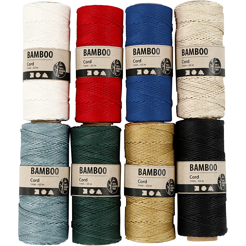 Bambussnor Creativ Company Ass Farger Tykkelse 1 mm 8x65 M / 1 Sett