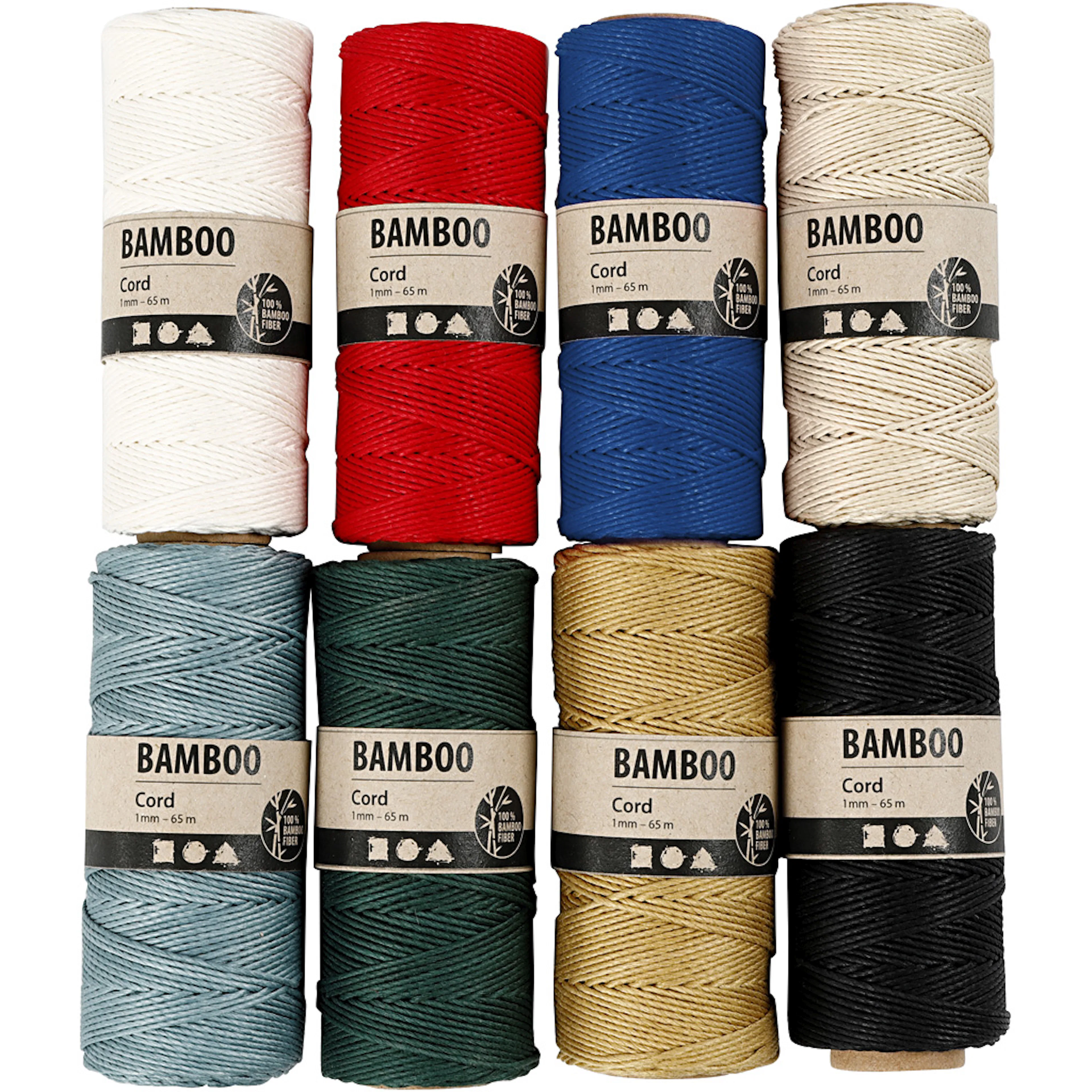 Bambussnor Creativ Company Ass Farger Tykkelse 1 mm 8x65 M / 1 Sett