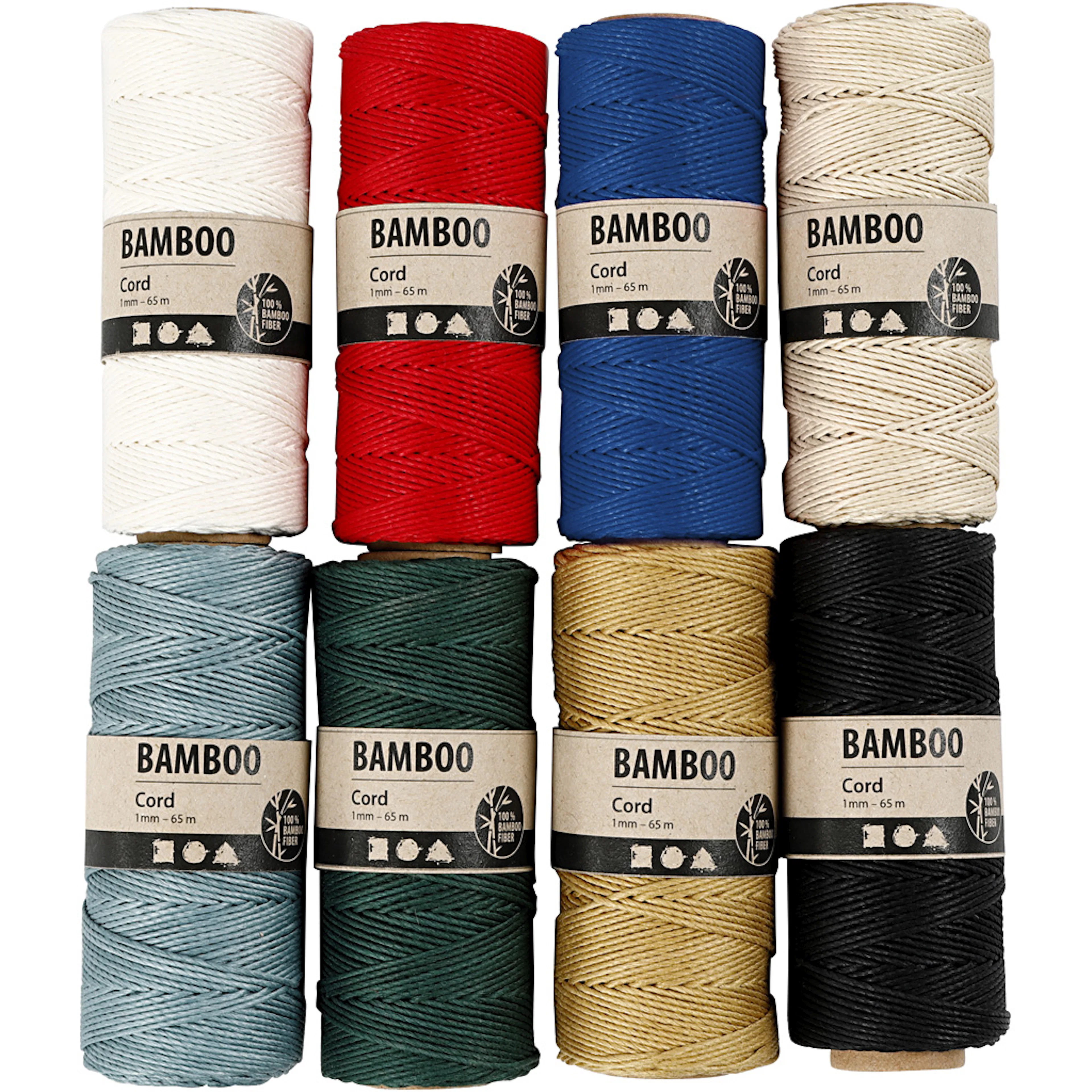 Bambussnor Creativ Company Ass Farger Tykkelse 1 mm 8x65 M / 1 Sett
