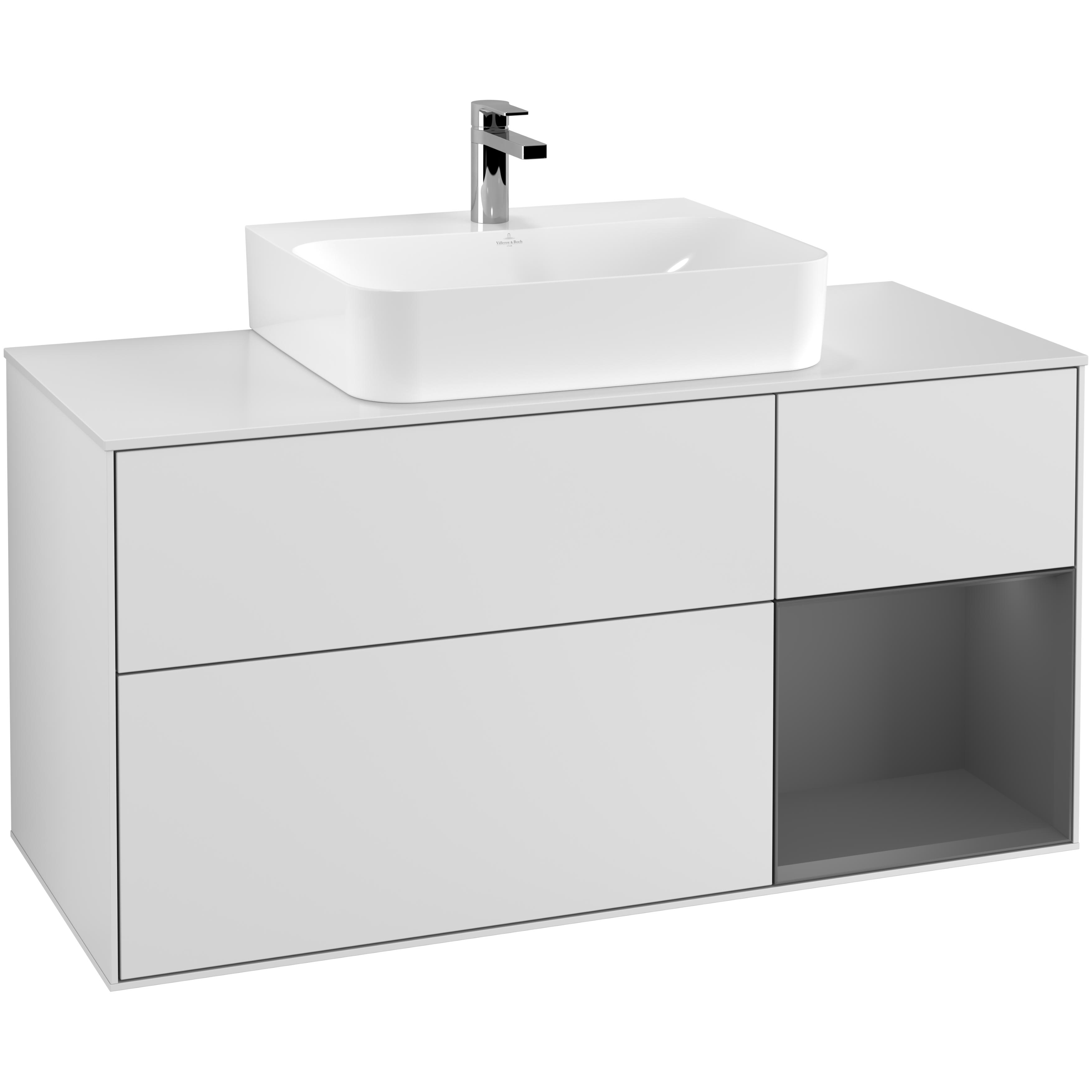 Tvättställsskåp Villeroy & Boch Finion med 3 Lådor Hylla och Bänkskiva för Centrerat Tvättställ | badrum - badrumsmobler - tvattstallsskap-och-kommod | KakelKungen