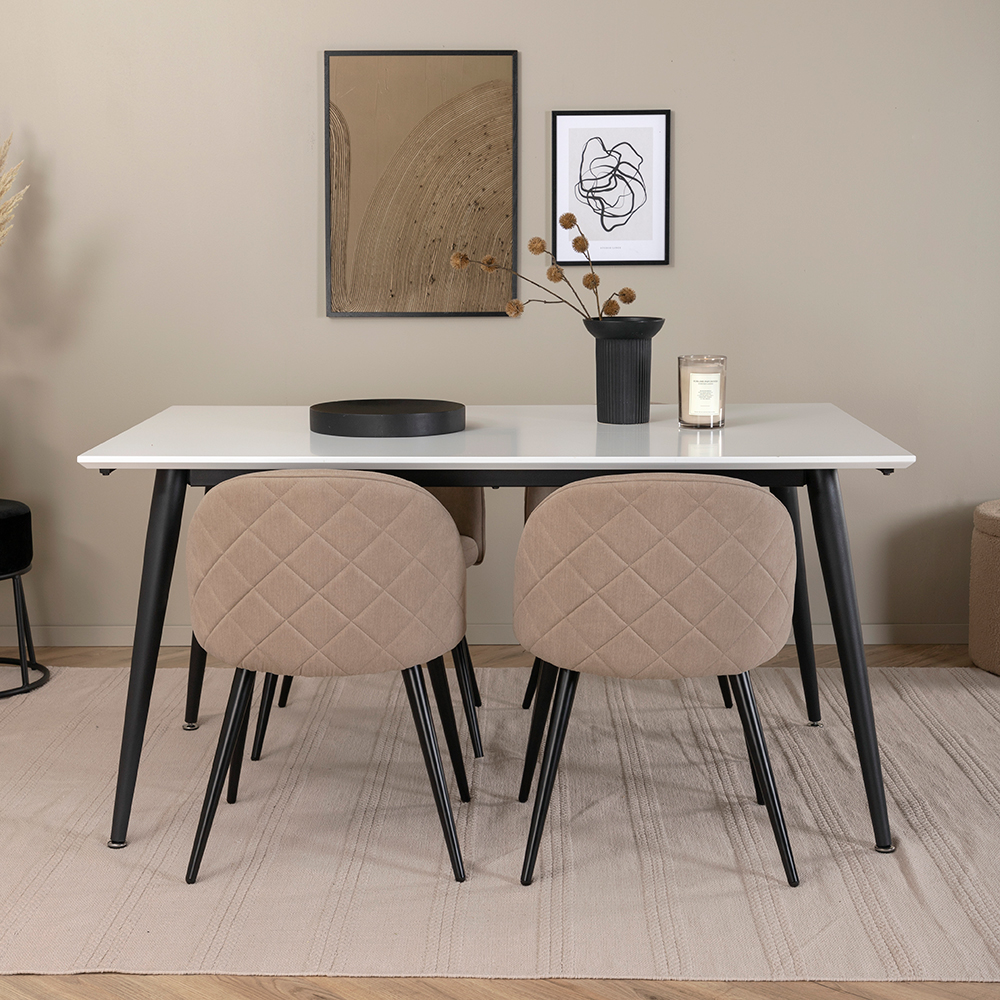 Spisegruppe Venture Home Jolie med 4 Valentina Stitcthes Stoler Polyesterlinen
