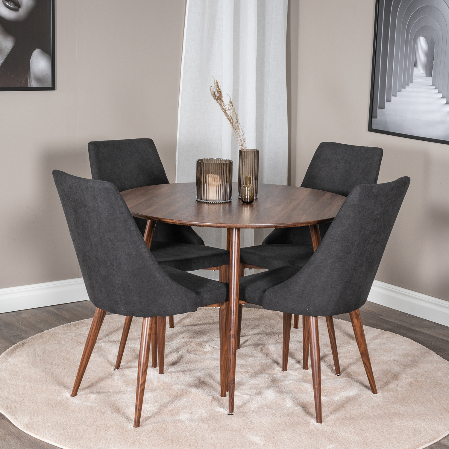 Spisegruppe Venture Home Plake1 med 4 Laura Stoler Polyester Rundt