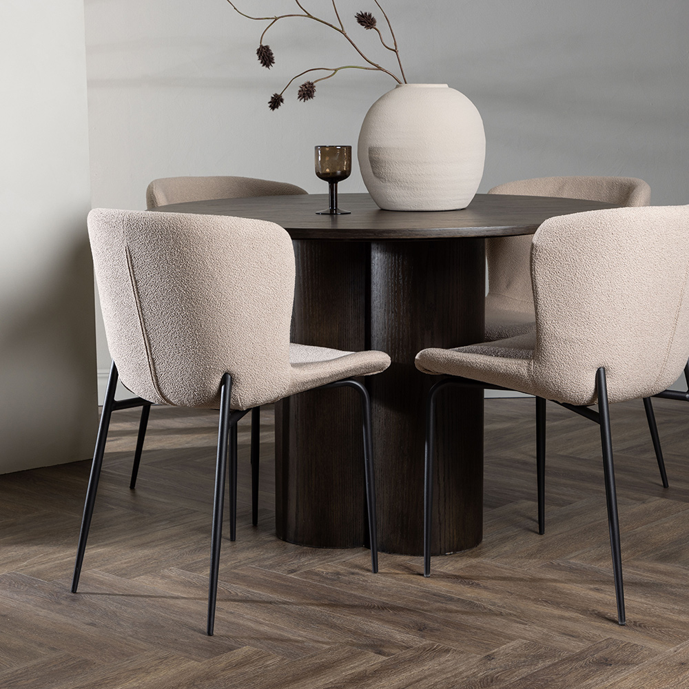 Spisegruppe Venture Home Olivia Ø 110 cm med 4 Modesto Stoler