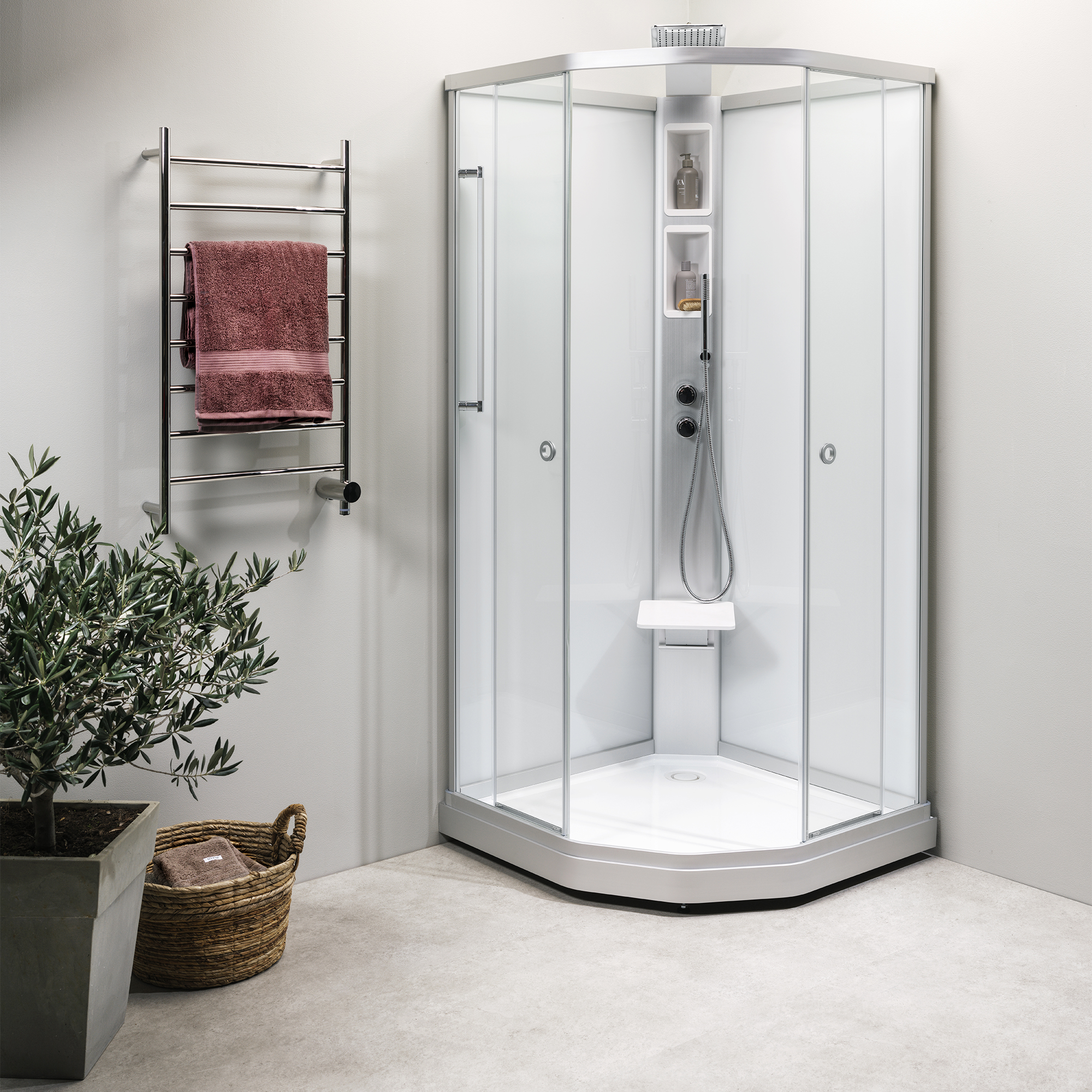 Dusjkabinett Macro Design Flow Semi med Innfelt Armatur
