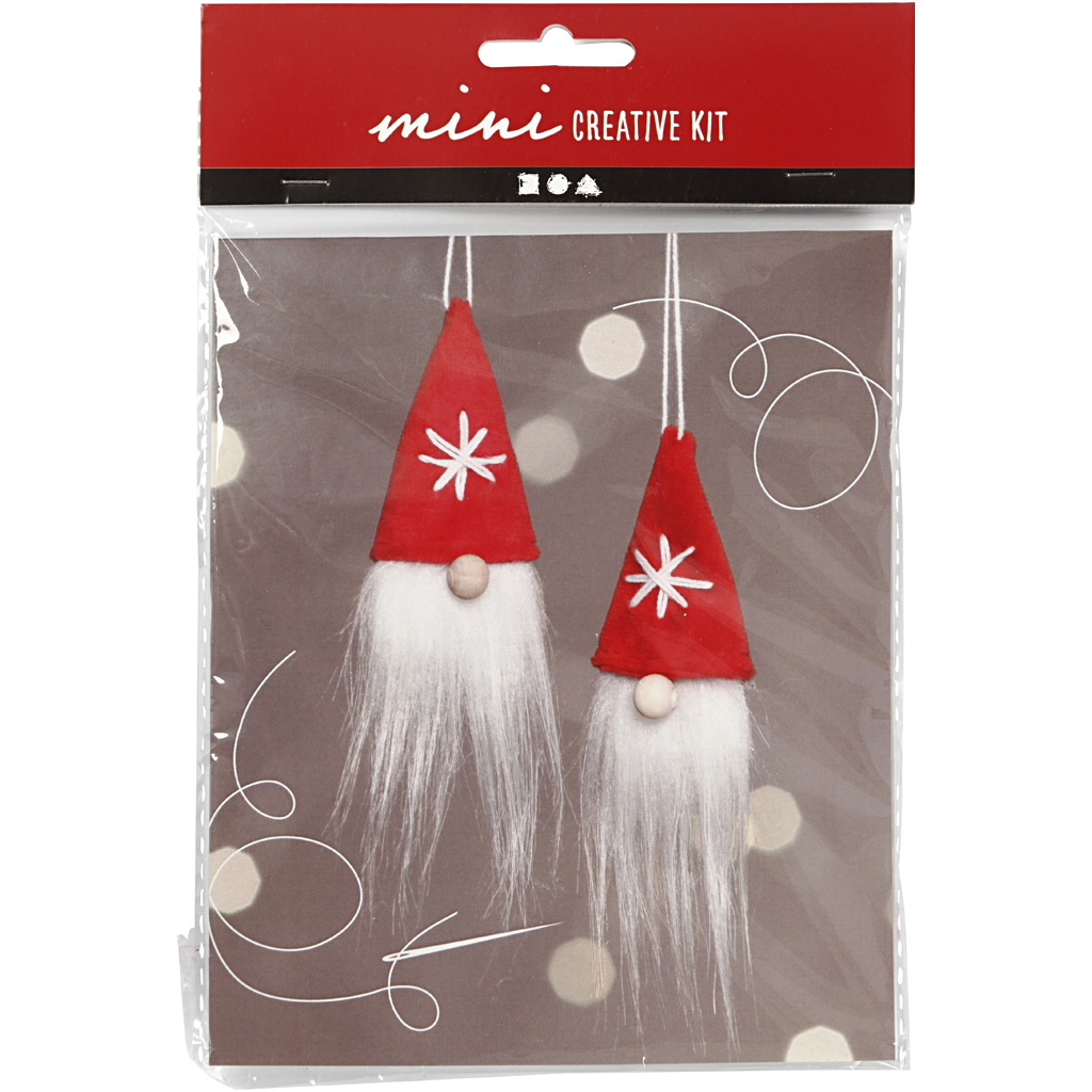 Materiellsett Creativ Company Mini DIY Kit med Hengende Nissefigurer 2 stk/1 sett